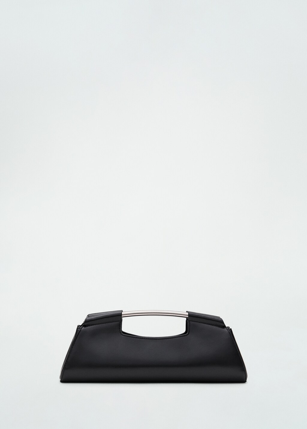 Mango Women s Metal Handle Leather Handbag Black Top Handle Bags