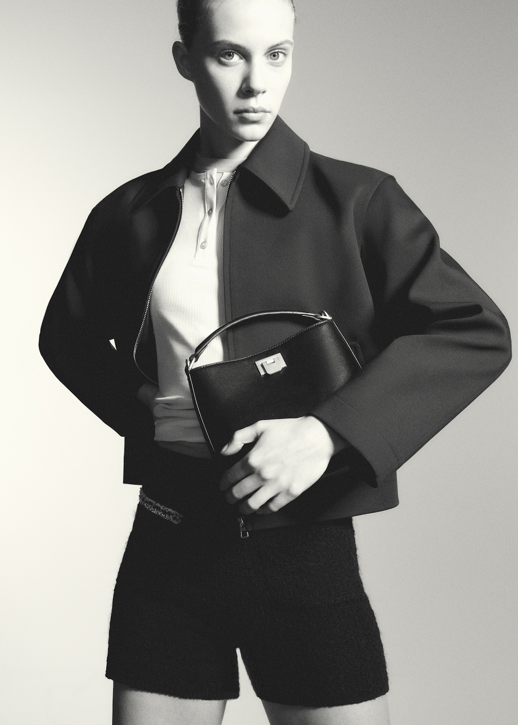 Mini shopper bag with metallic detail