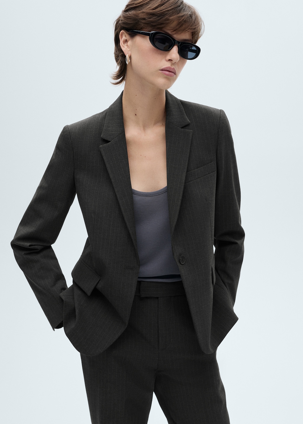Pinstripe suit blazer
