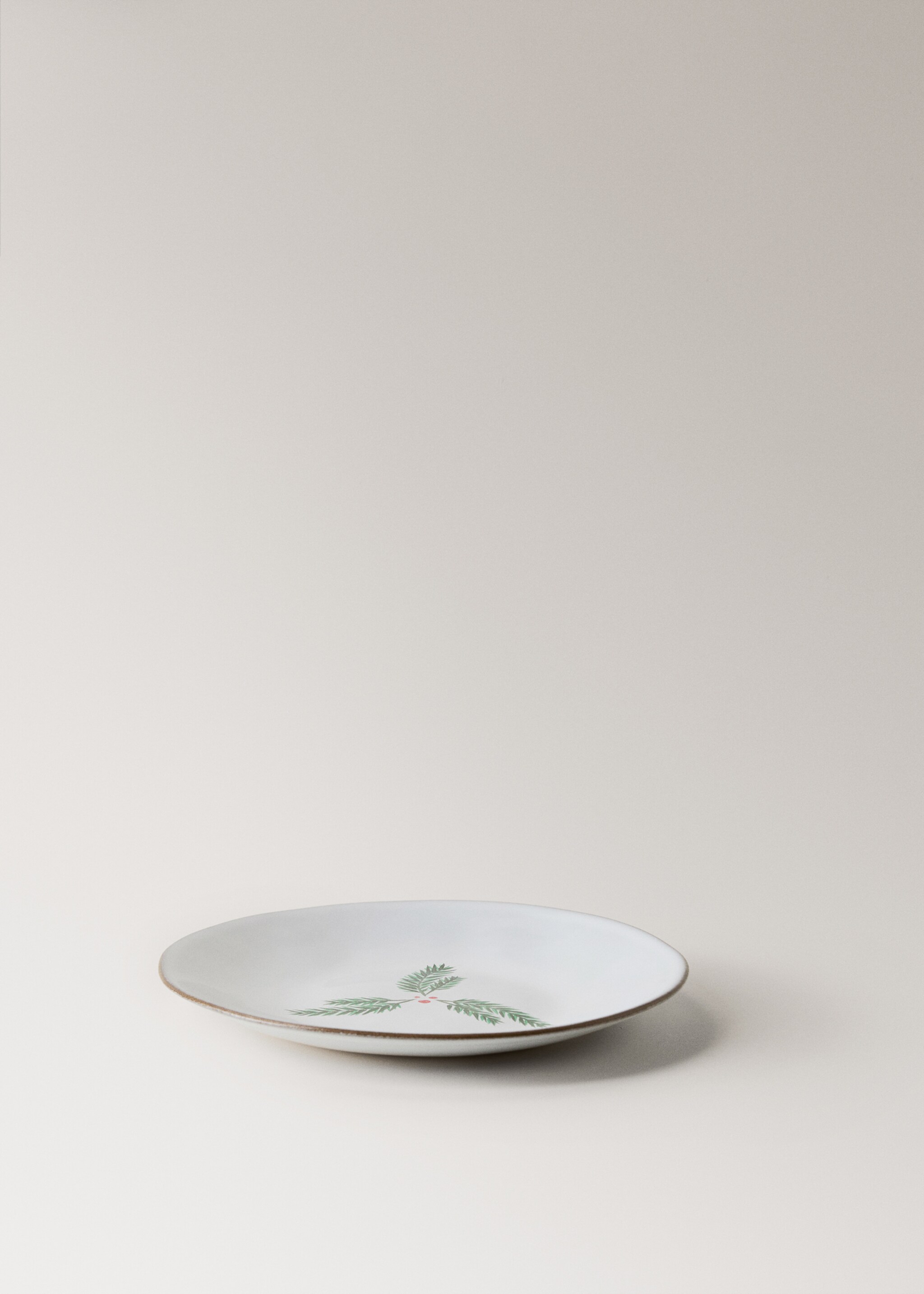 Flacher Steingutteller mit Kontrastkante - Detail des Artikels 2, Weiß. Ref: 87030460-00.