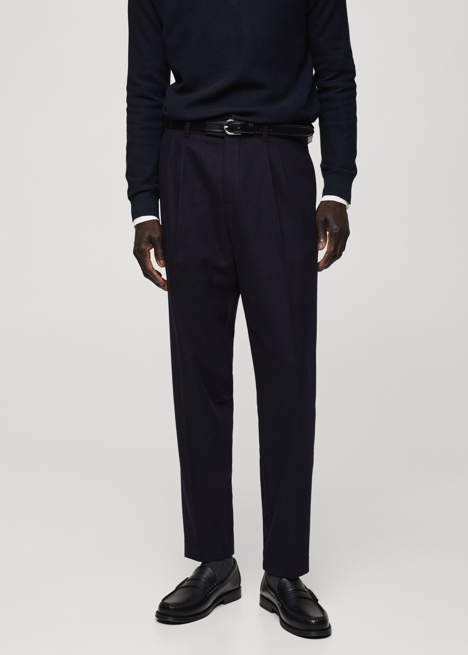 Wool flannel trousers with pleats - Medium plane