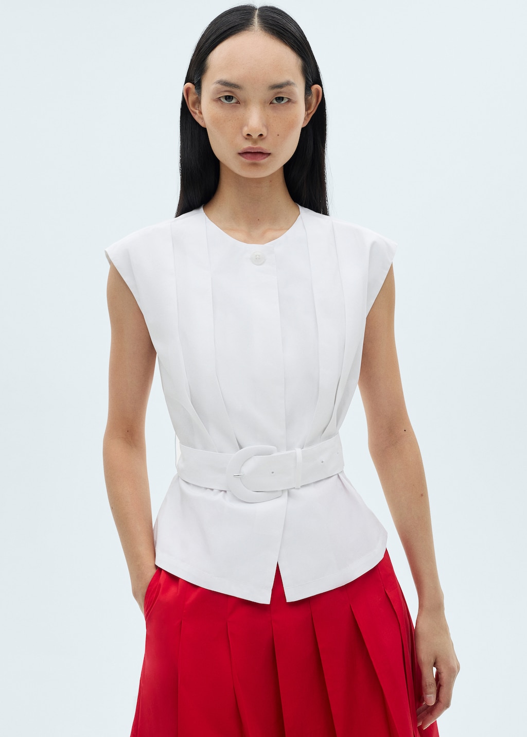 Belted top deals