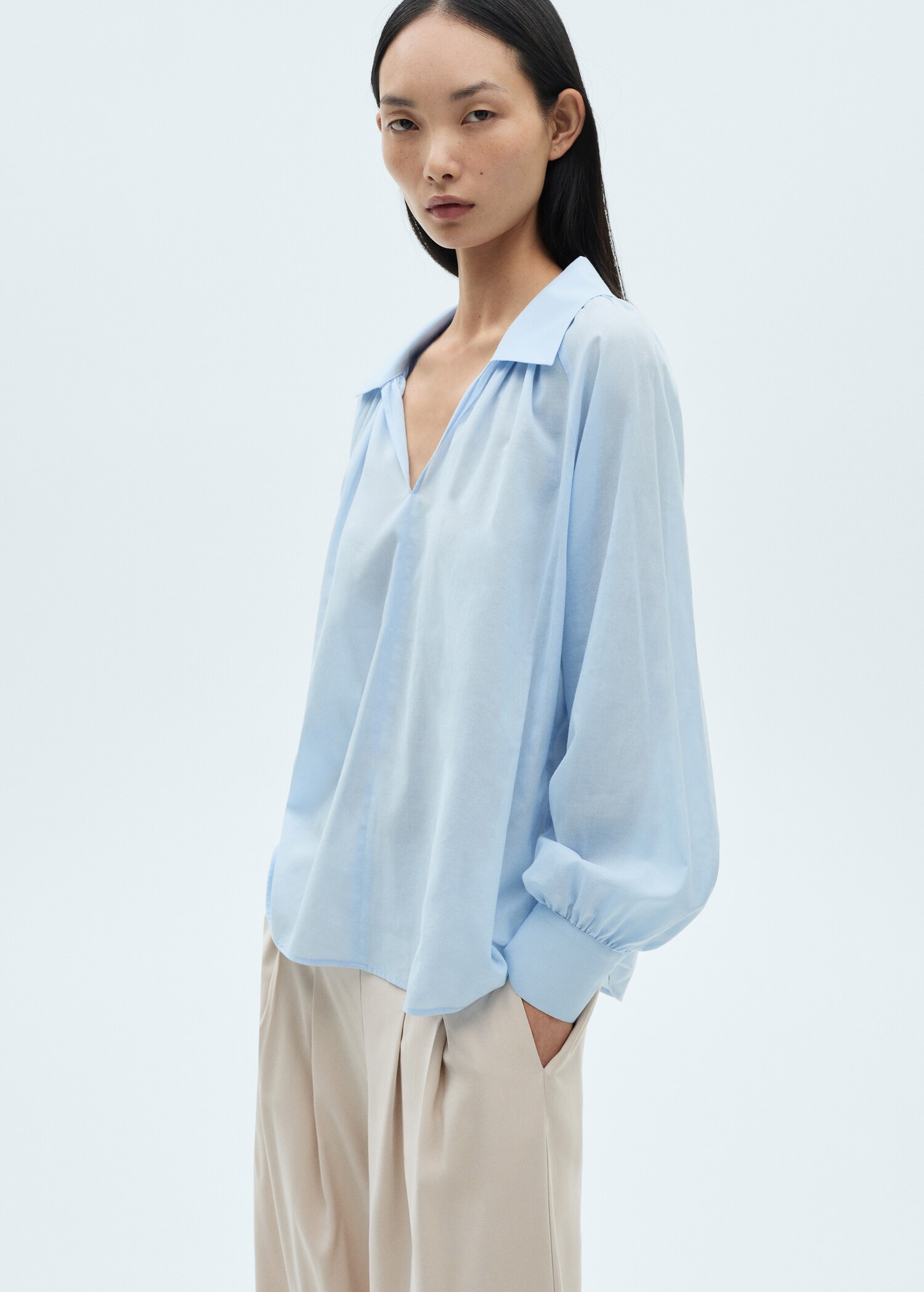 Blouse coton manches bouffantes - Plan moyen