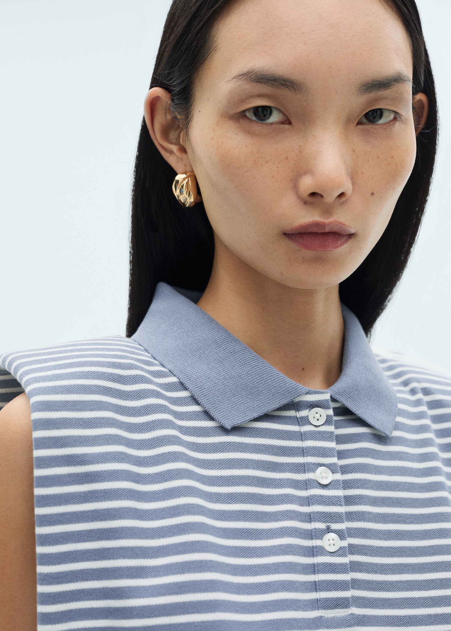 Striped cotton polo shirt - Details of the article 1
