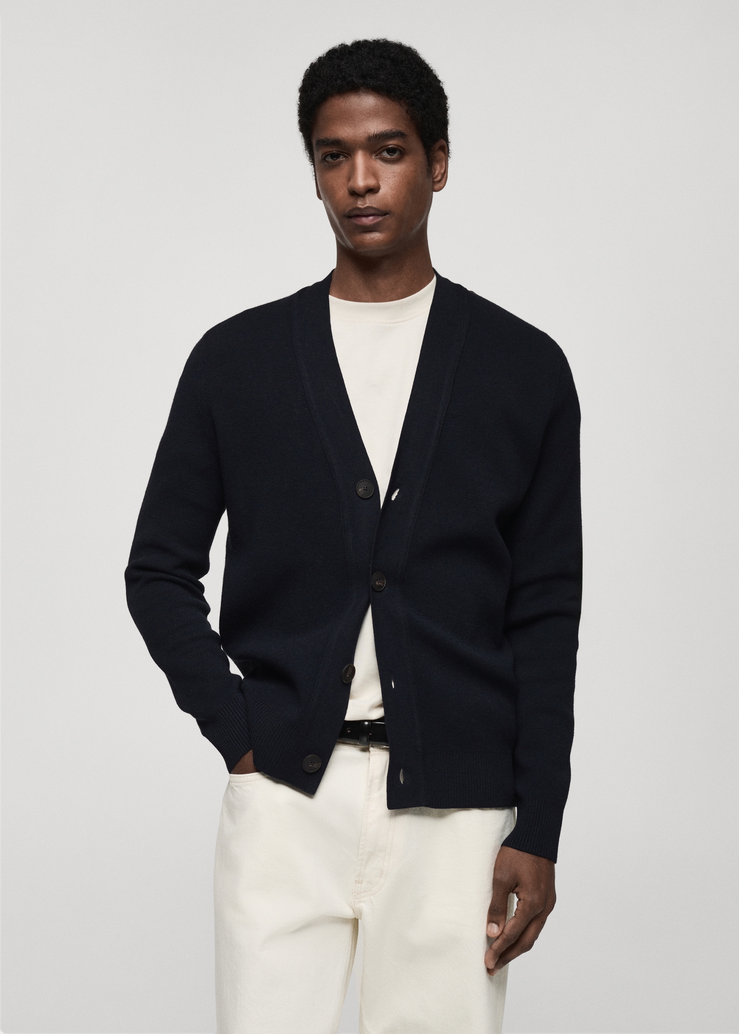 Knitted button cardigan Men MANGO Niger - Main Image