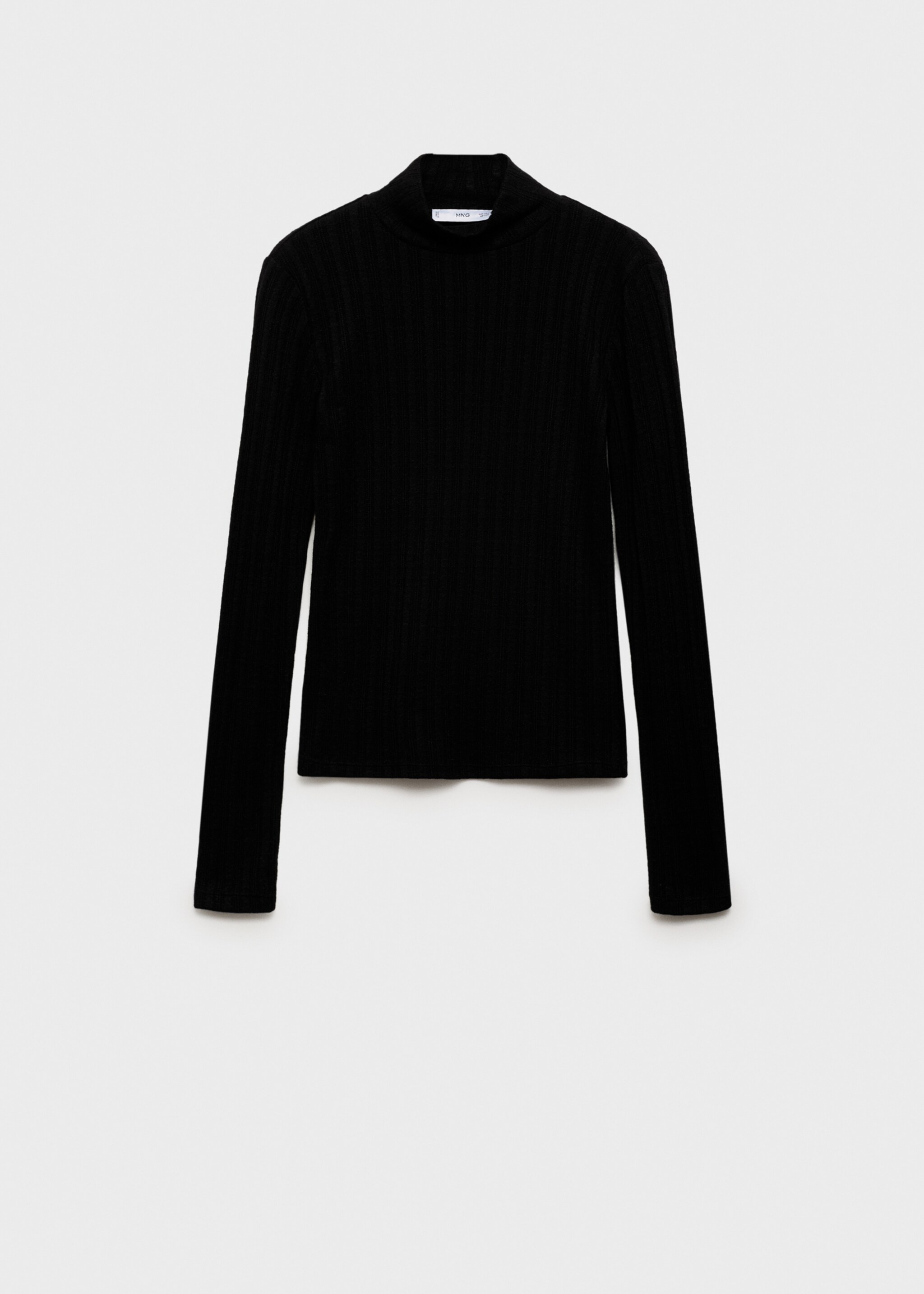 Ribbed high neck t-shirt - Article without model, Black. Ref: 87030614-00.
