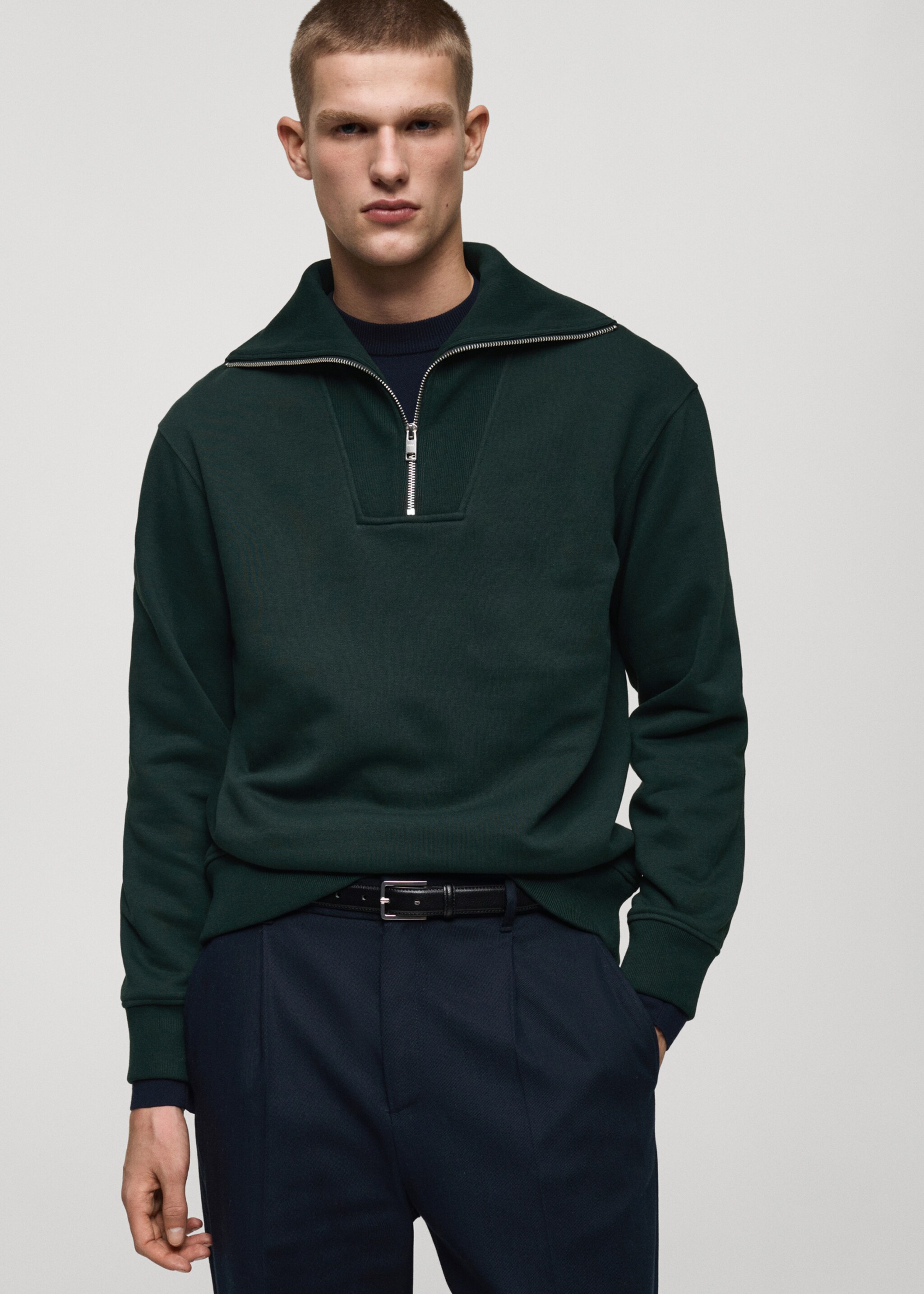 Regular-fit zip-neck sweatshirt - Medium plane