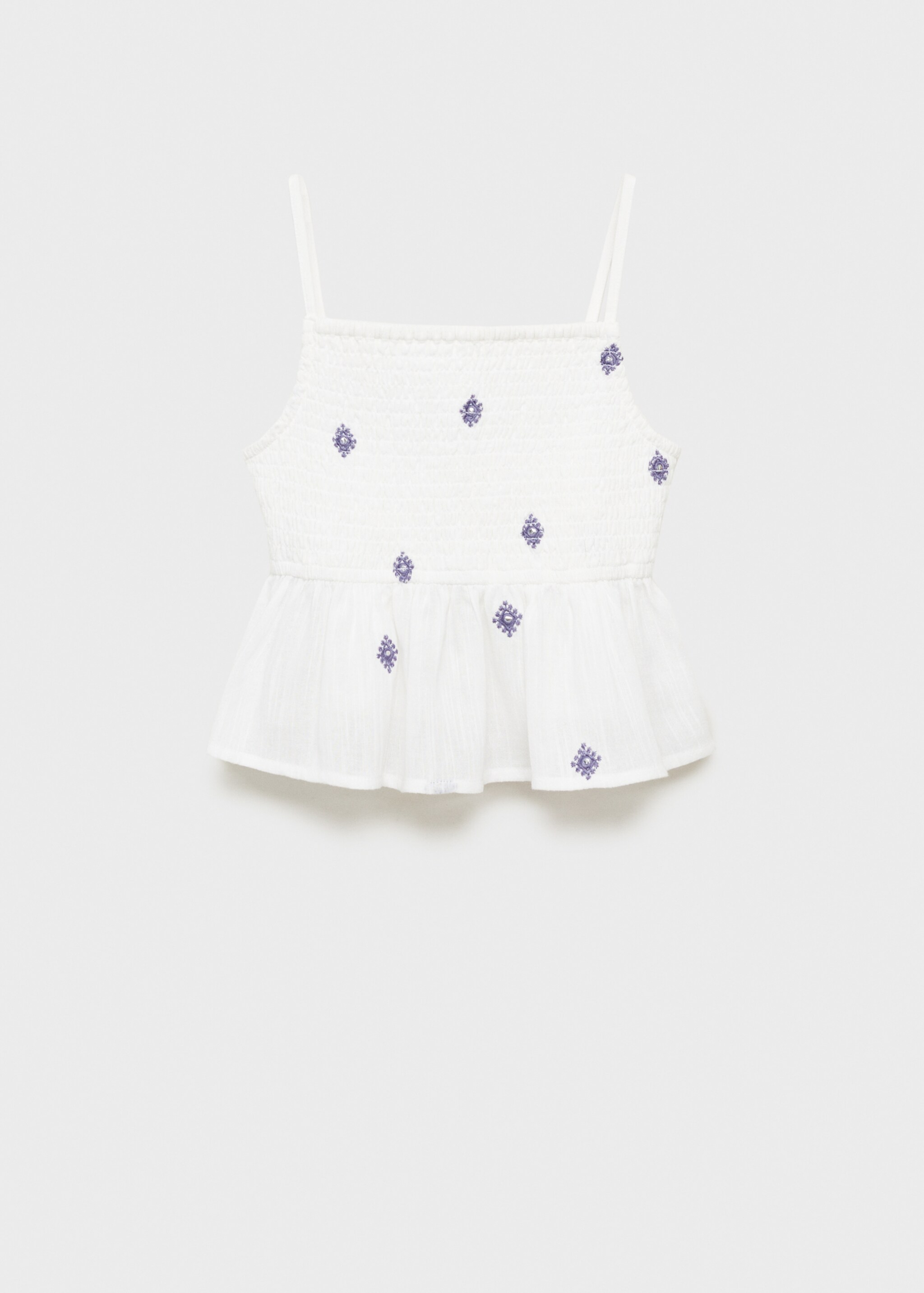 Blusa com pormenores bordados e folho - Artigo sem modelo