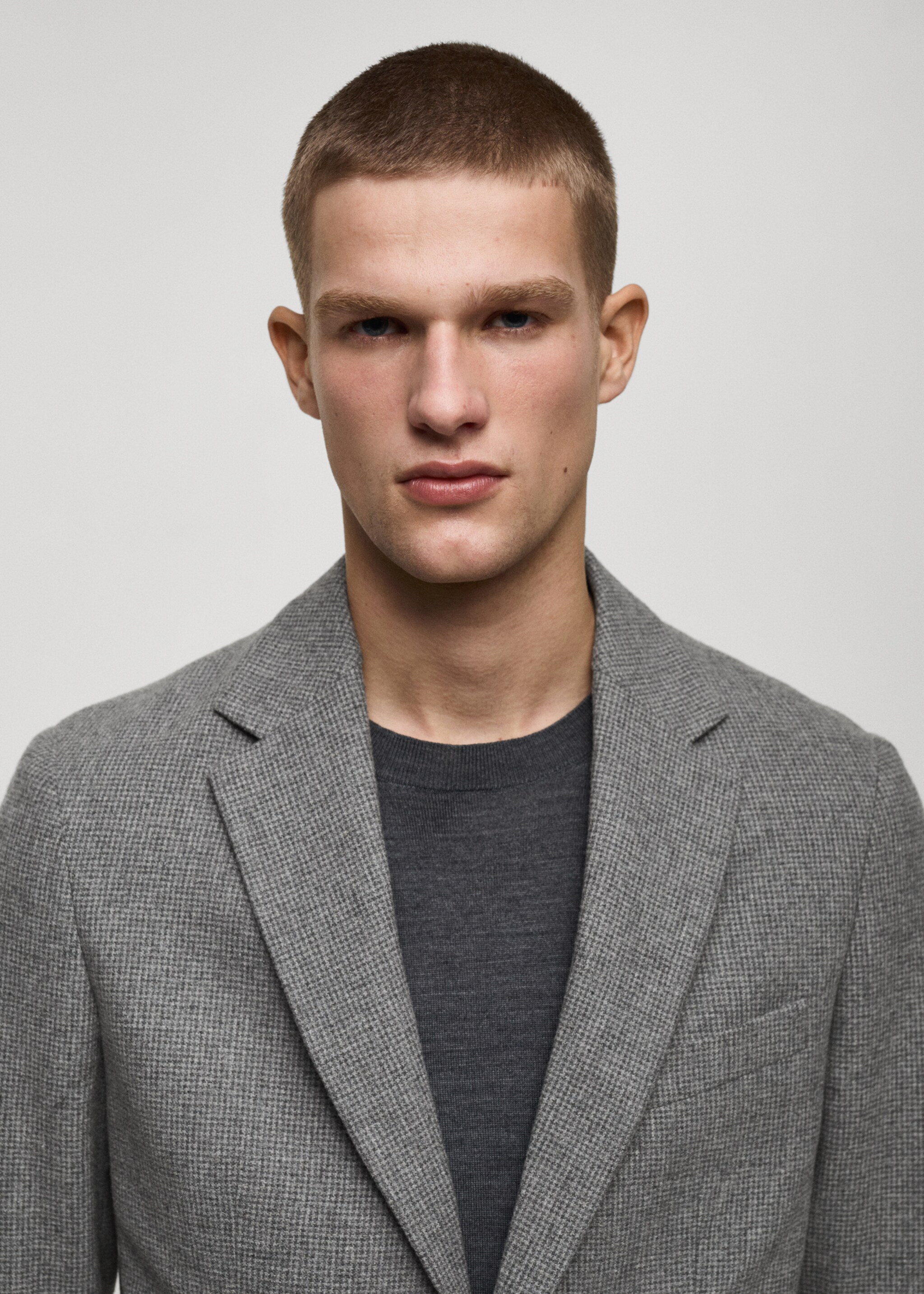 Slim-fit micro-houndstooth wool jacket - Details of the article 1