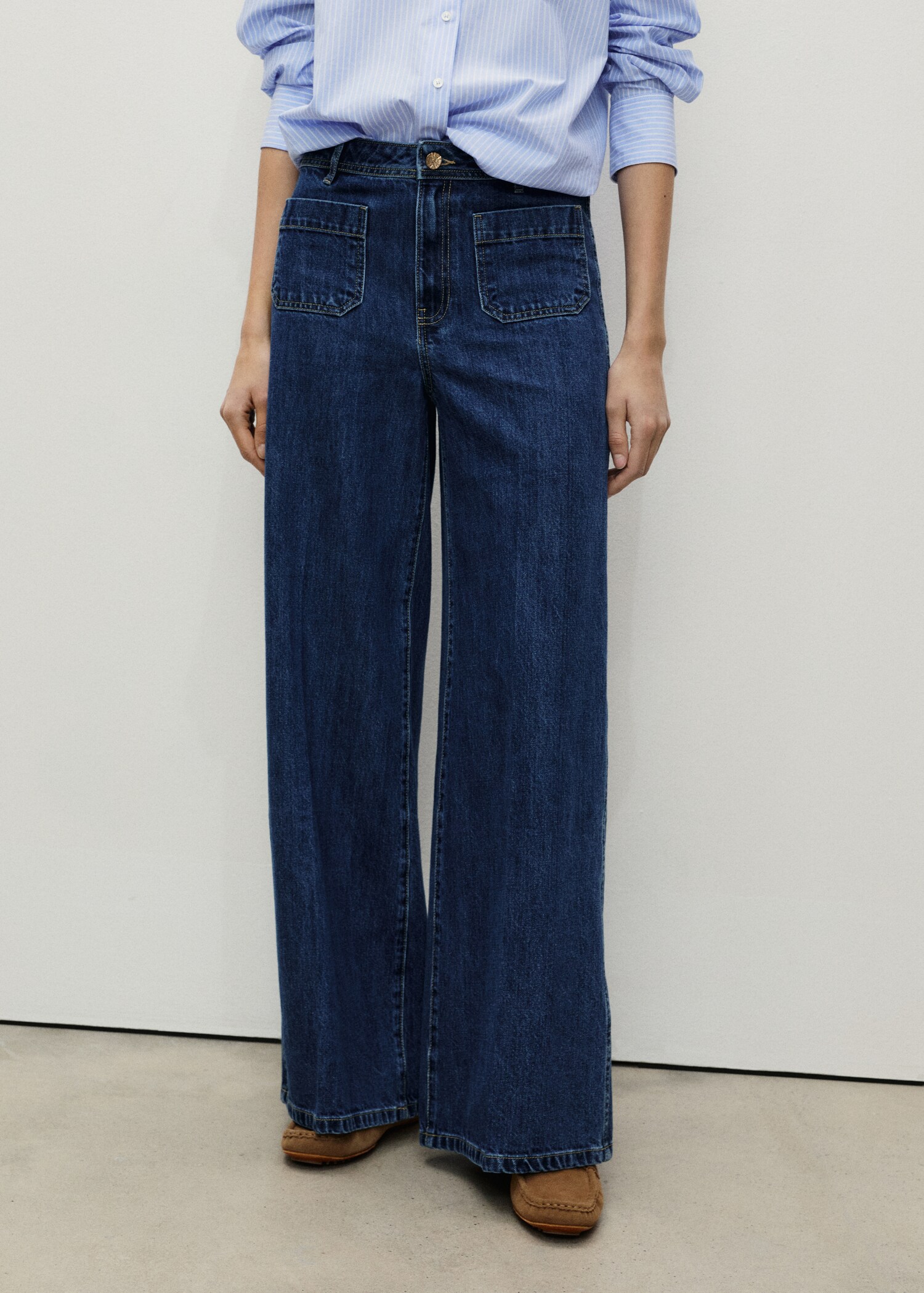Wide-leg jeans with pockets - Medium plane
