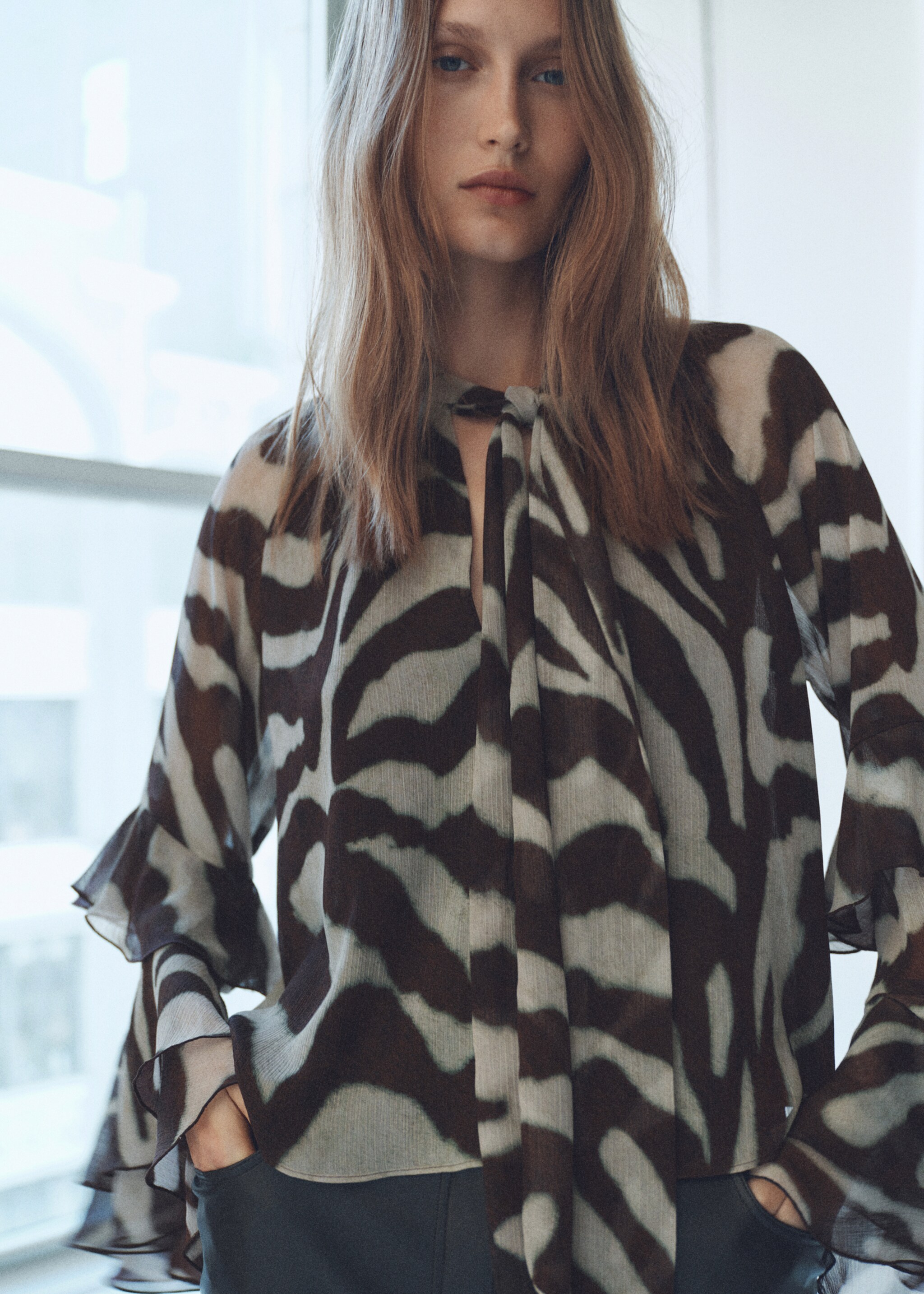Printed blouse with flared sleeves - Medium plane