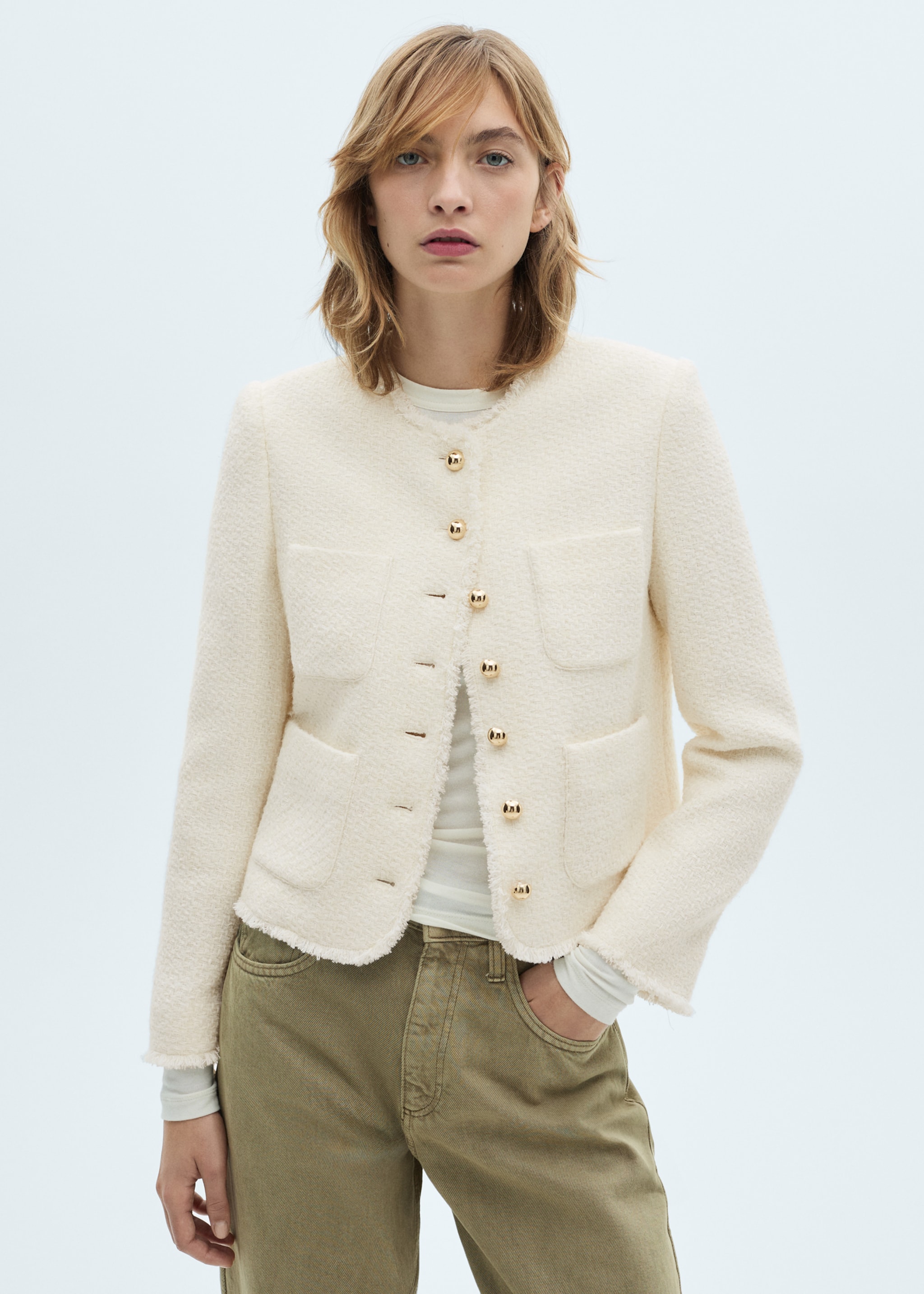 Tweed jacket with jewel buttons - Medium plane
