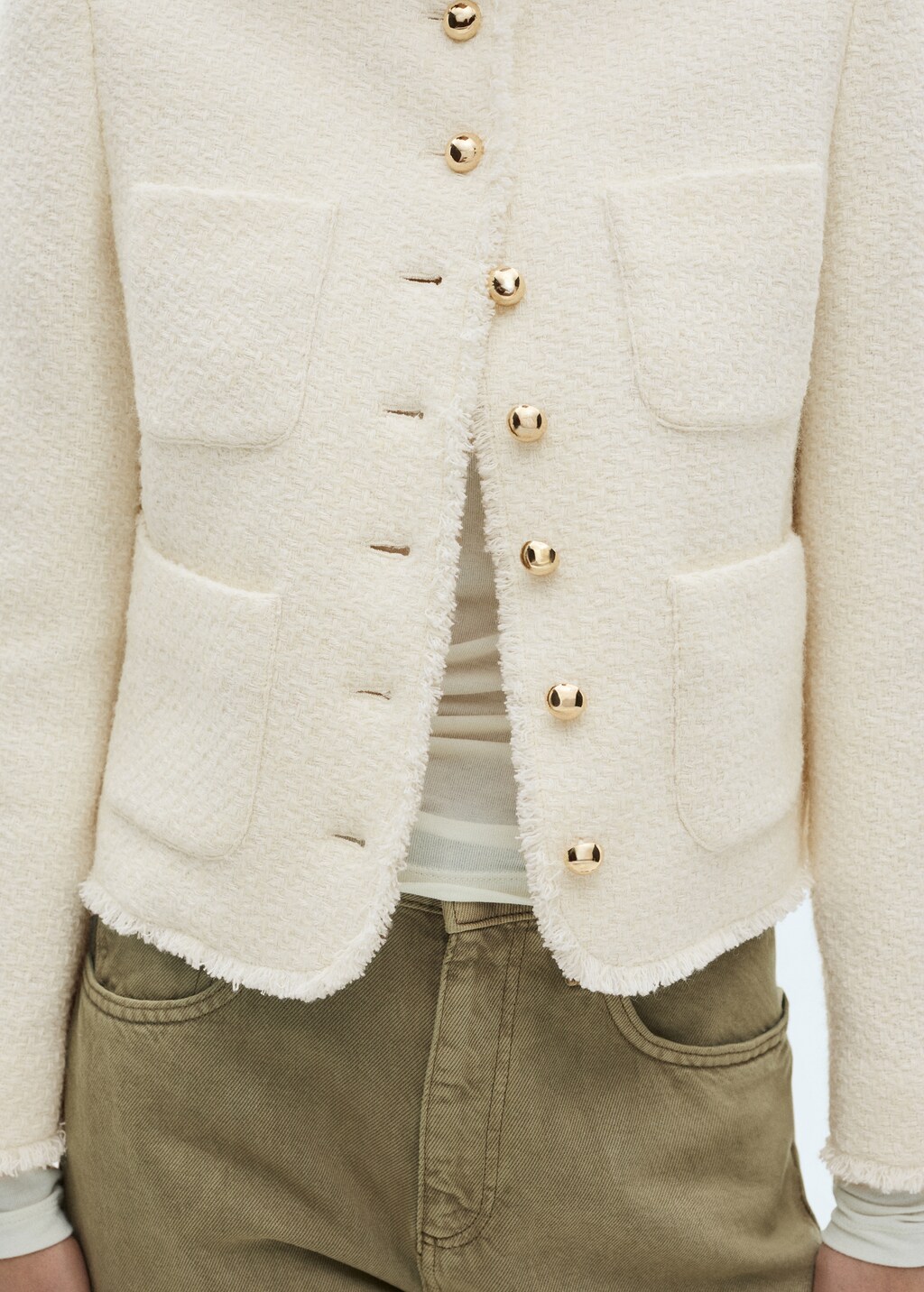 SOFT SEOUL ♥ FLAP POCKET TWEED JACKET /追跡付 Crop tweed jacket - Women | MANGO Japan