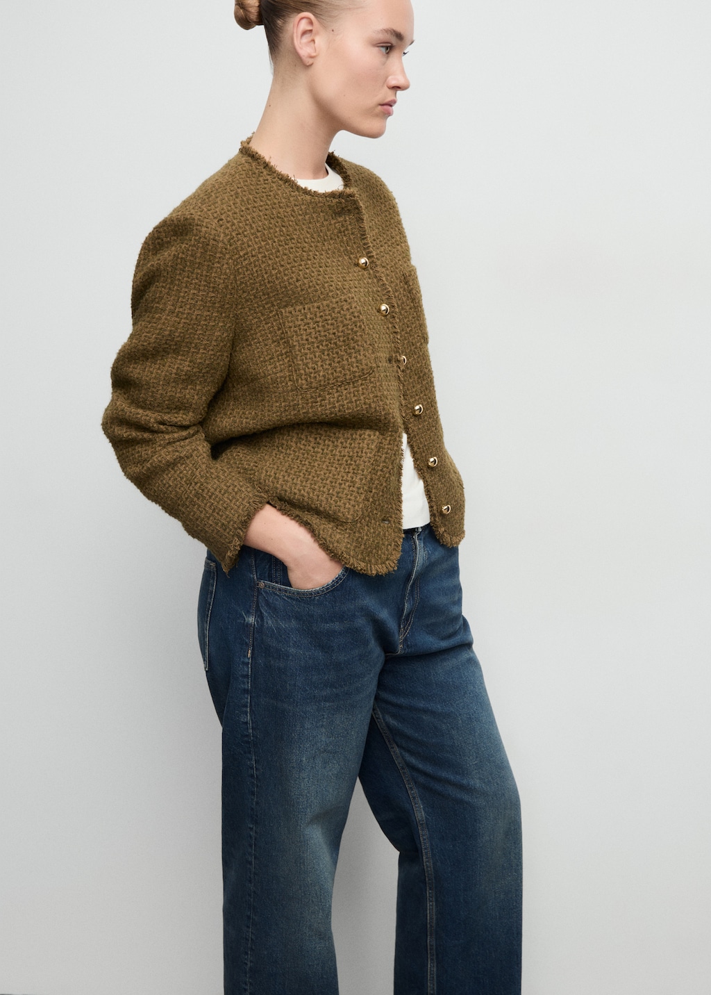 Tweed jacket with jewel buttons