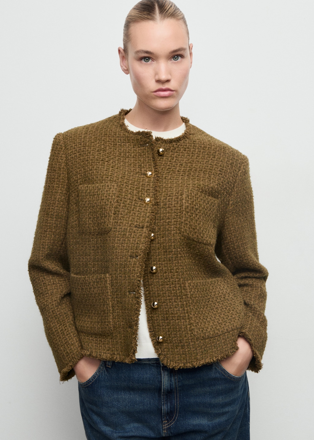 Tweed jacket with jewel buttons