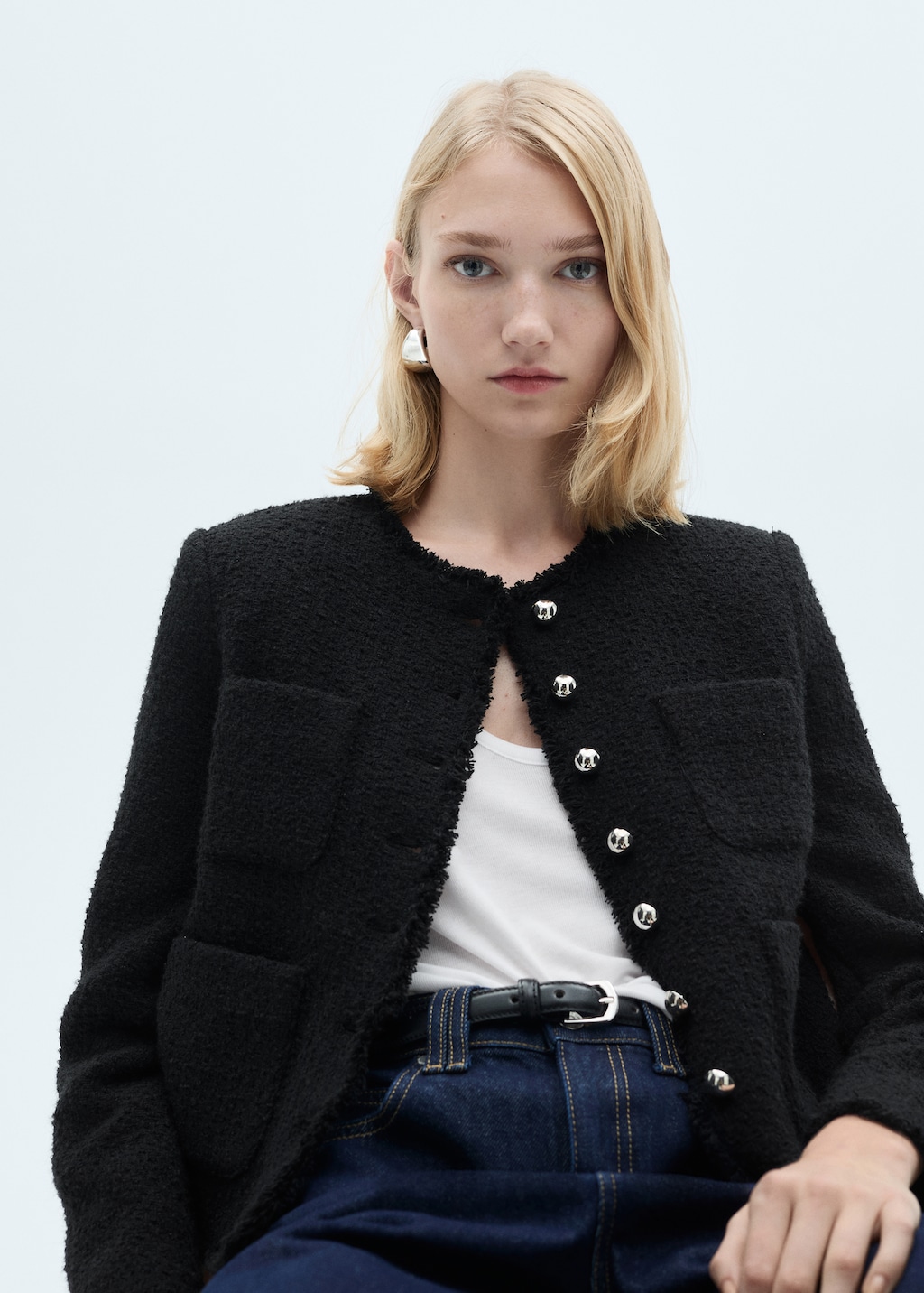 Tweed jacket with jewel buttons