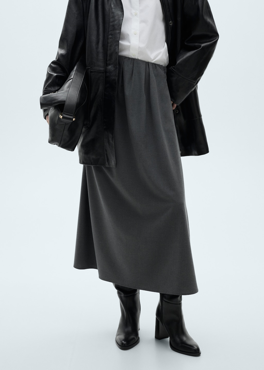 Mango A-line pleated skirt
