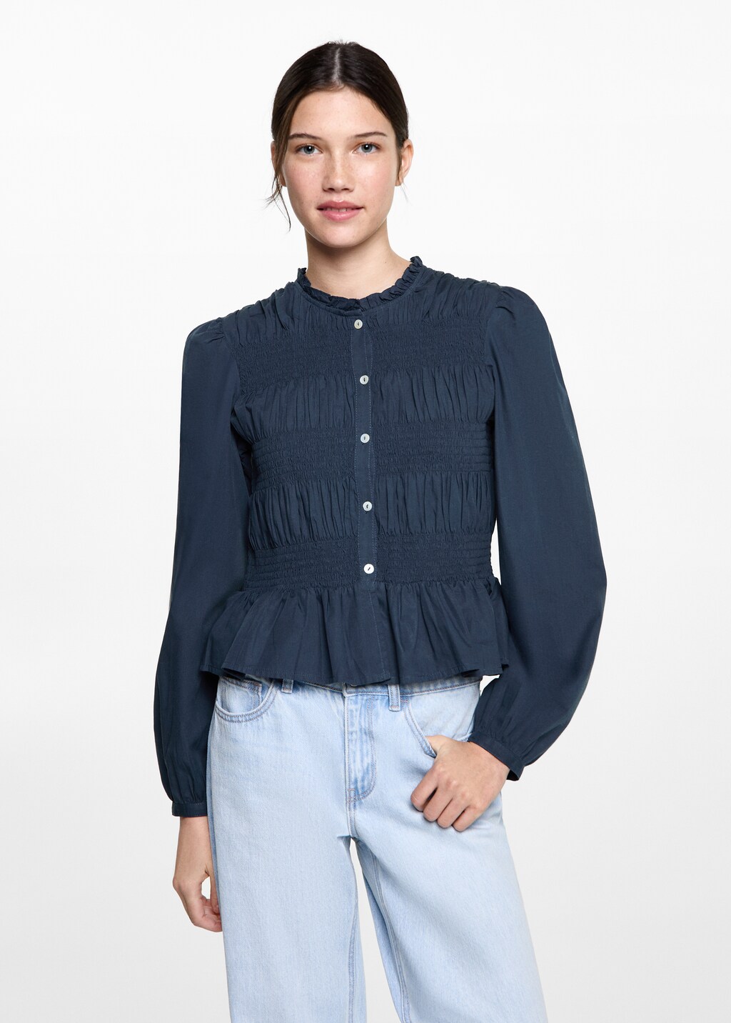 Ruffled gathered blouse
