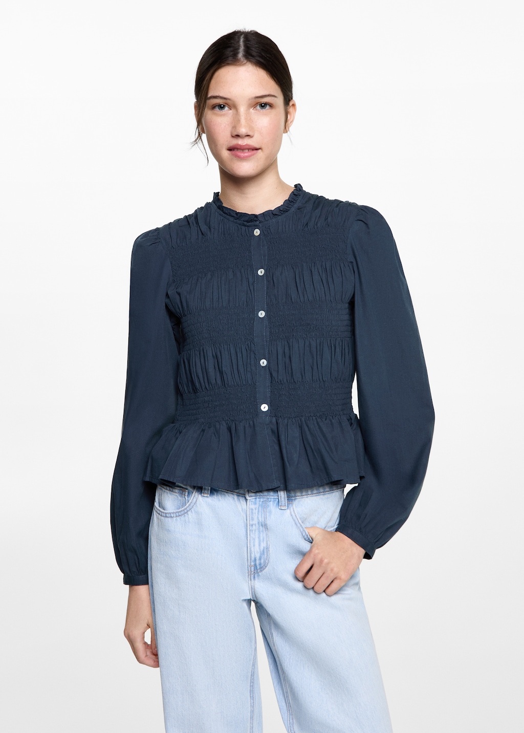Ruffled gathered blouse