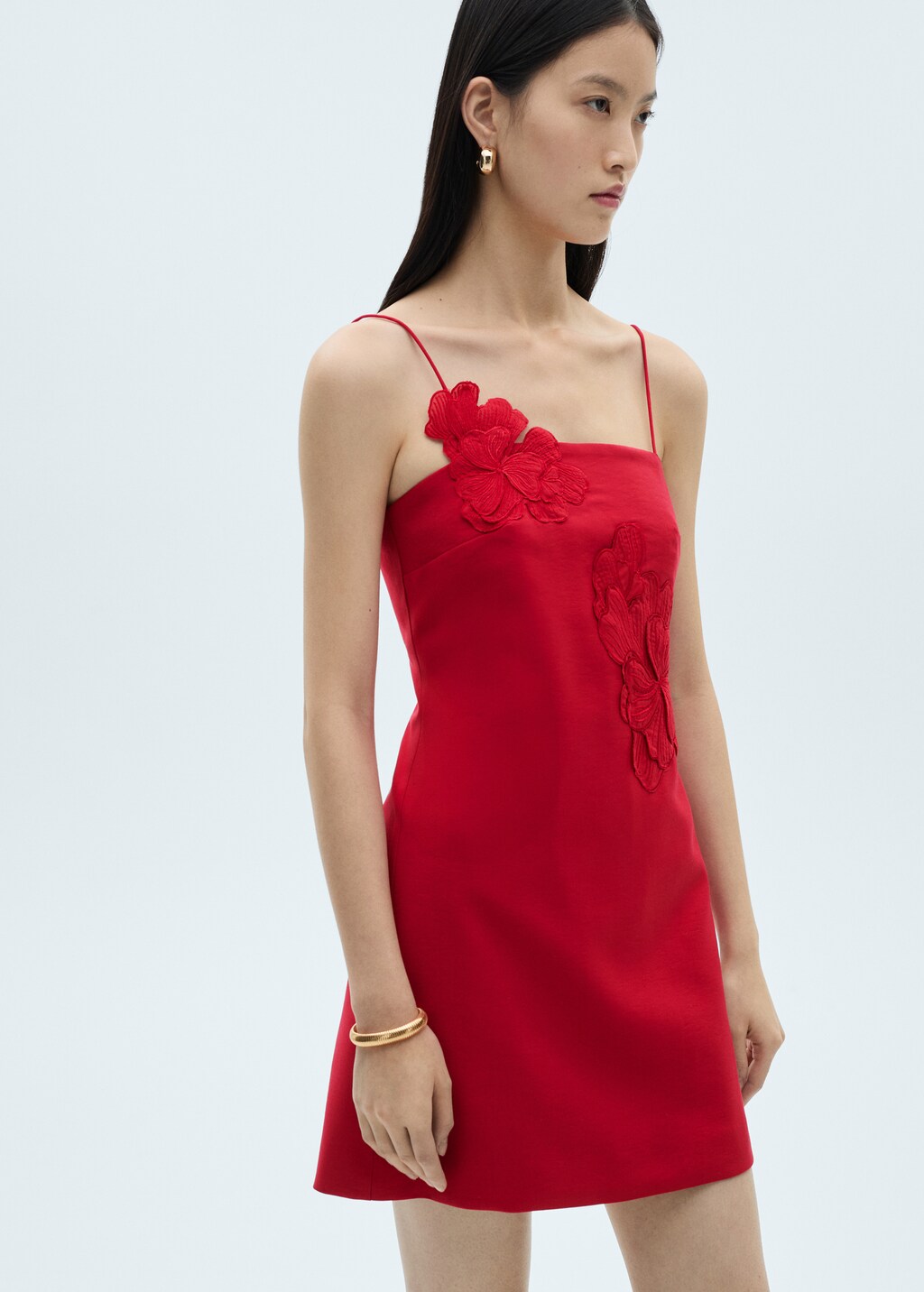 Short Dress With Floral Detail Women MANGO Singapore short-dress-with-floral-detail-women-mango-singapore