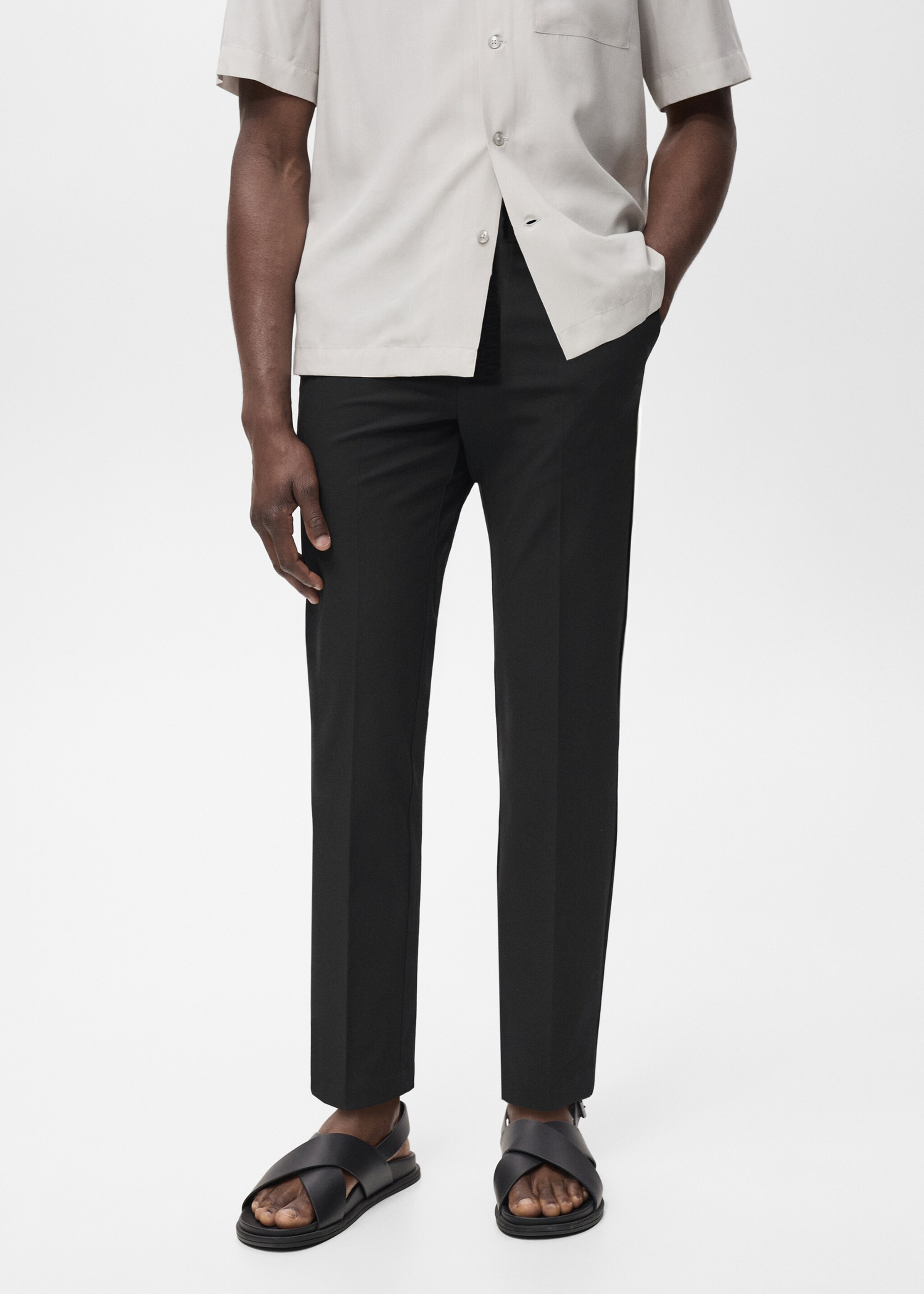 Bologna slim cropped comfort stretch trousers - Medium plane