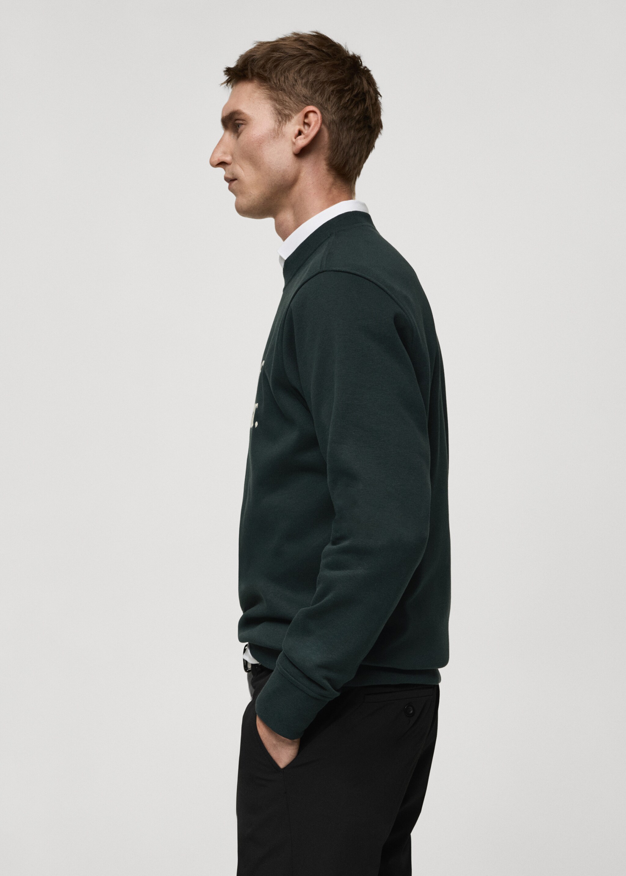 Cotton sweatshirt with embroidered message - Details of the article 2