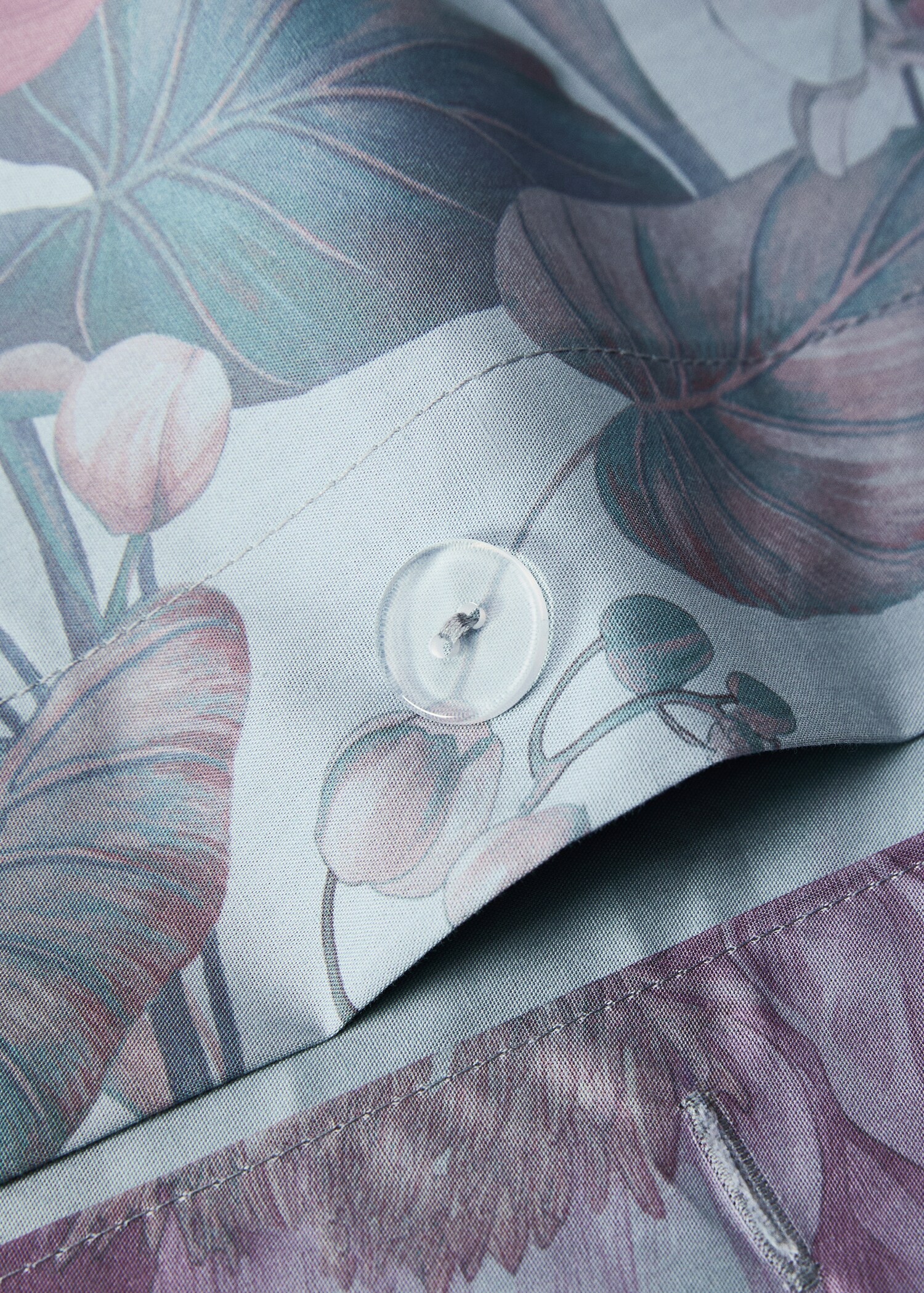 Cotton percale multi-coloured floral-print duvet cover for 90 cm bed - Details of the article 1