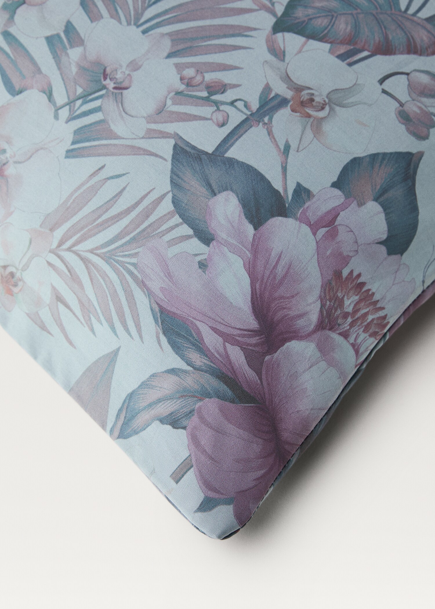 Cotton percale multi-colored floral-print duvet cover for 90 cm bed - Details of the article 2