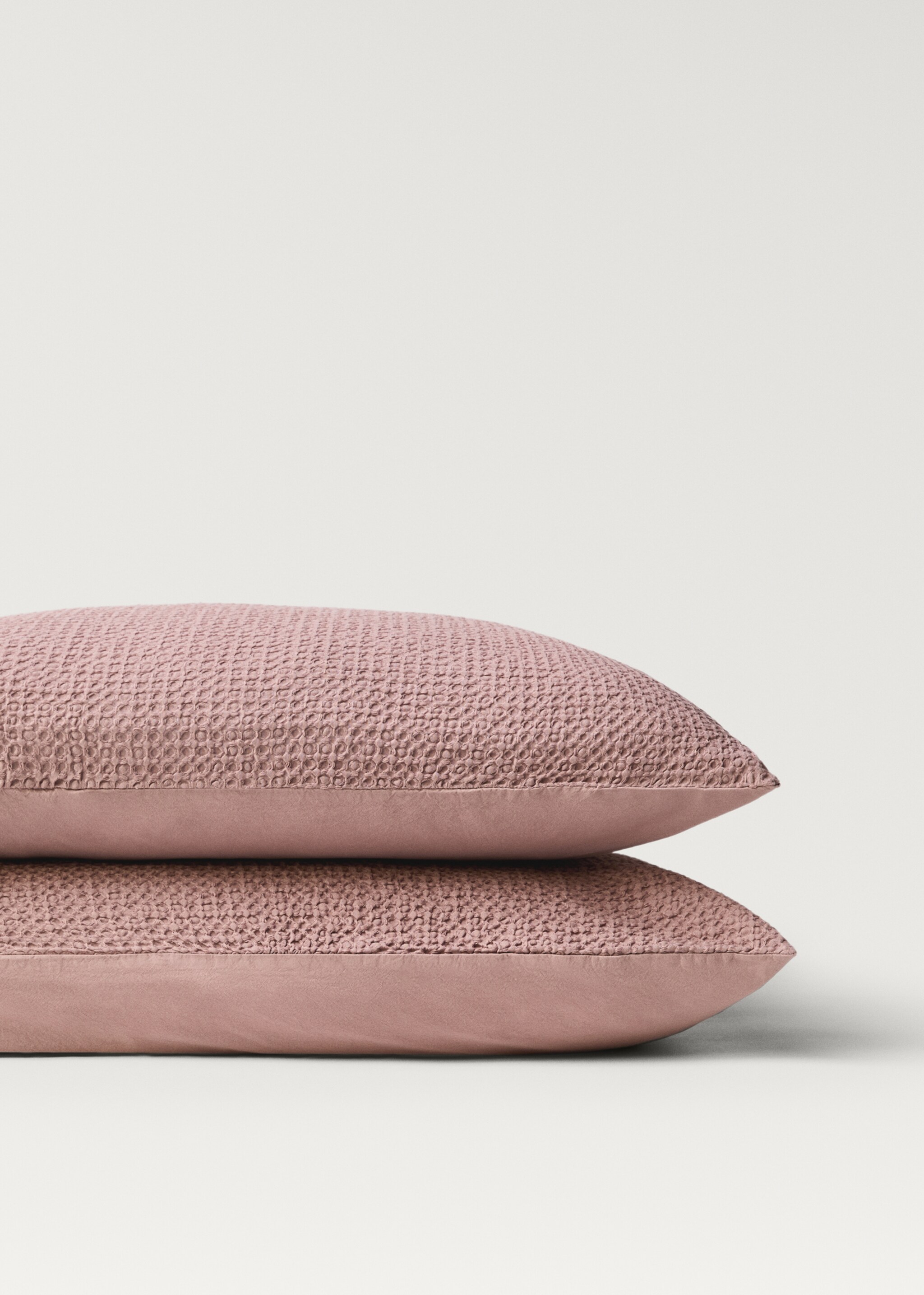 Deux taies d'oreiller en percale de coton gaufré 50x75 cm - Détail de l'article 1