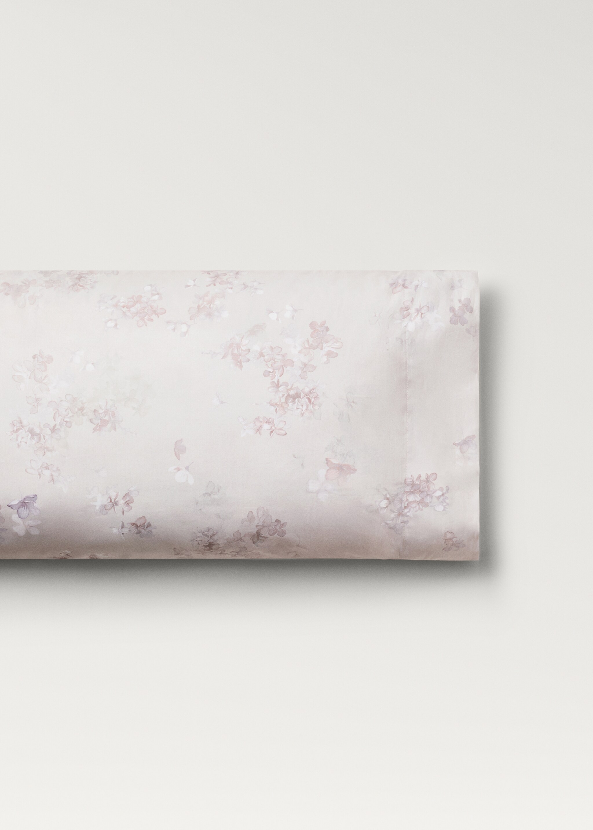Romantic floral-print cotton percale pillowcase 45x110 cm - Article without model