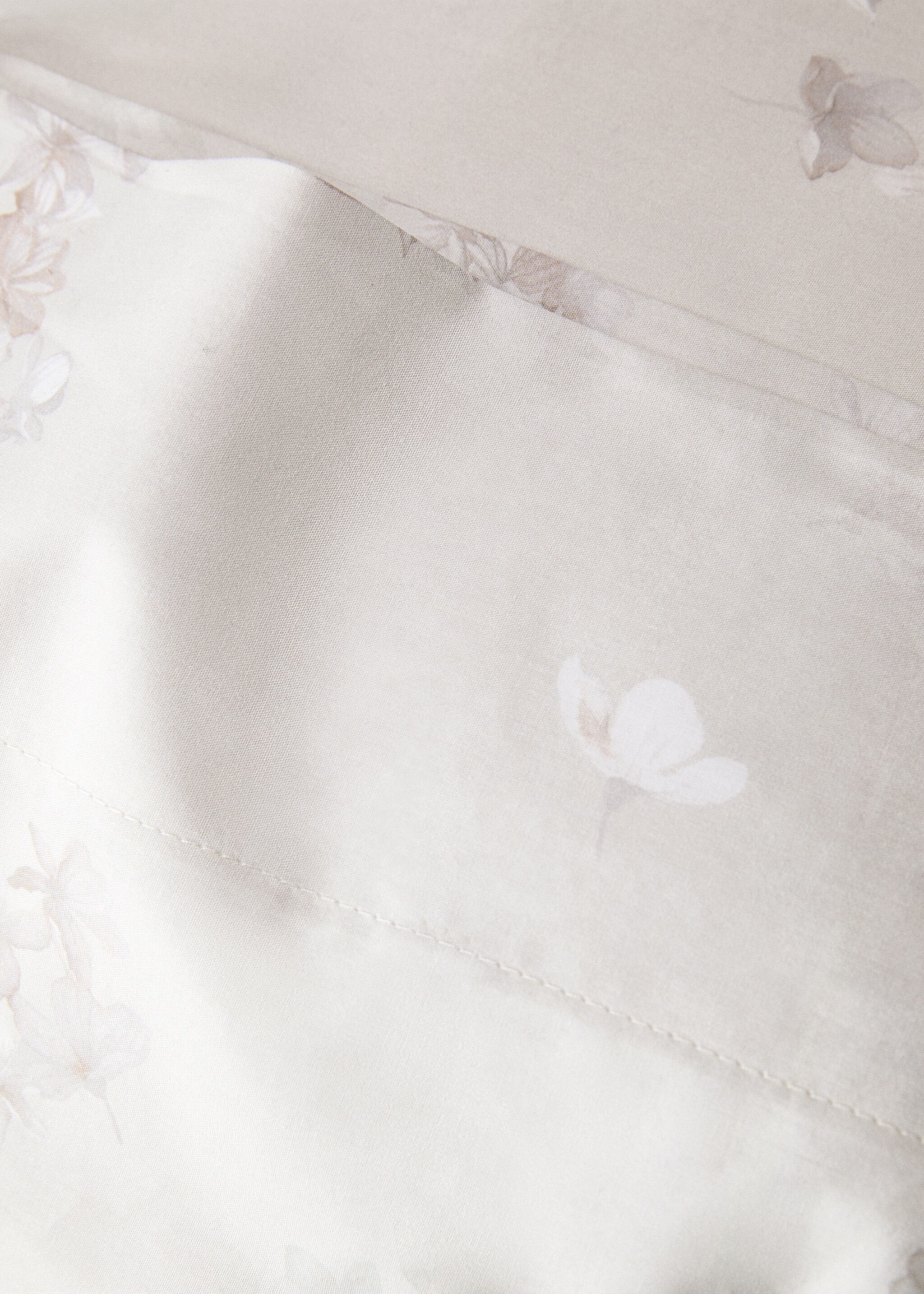 Romantic floral-print cotton percale pillowcase 45x110 cm - Details of the article 1
