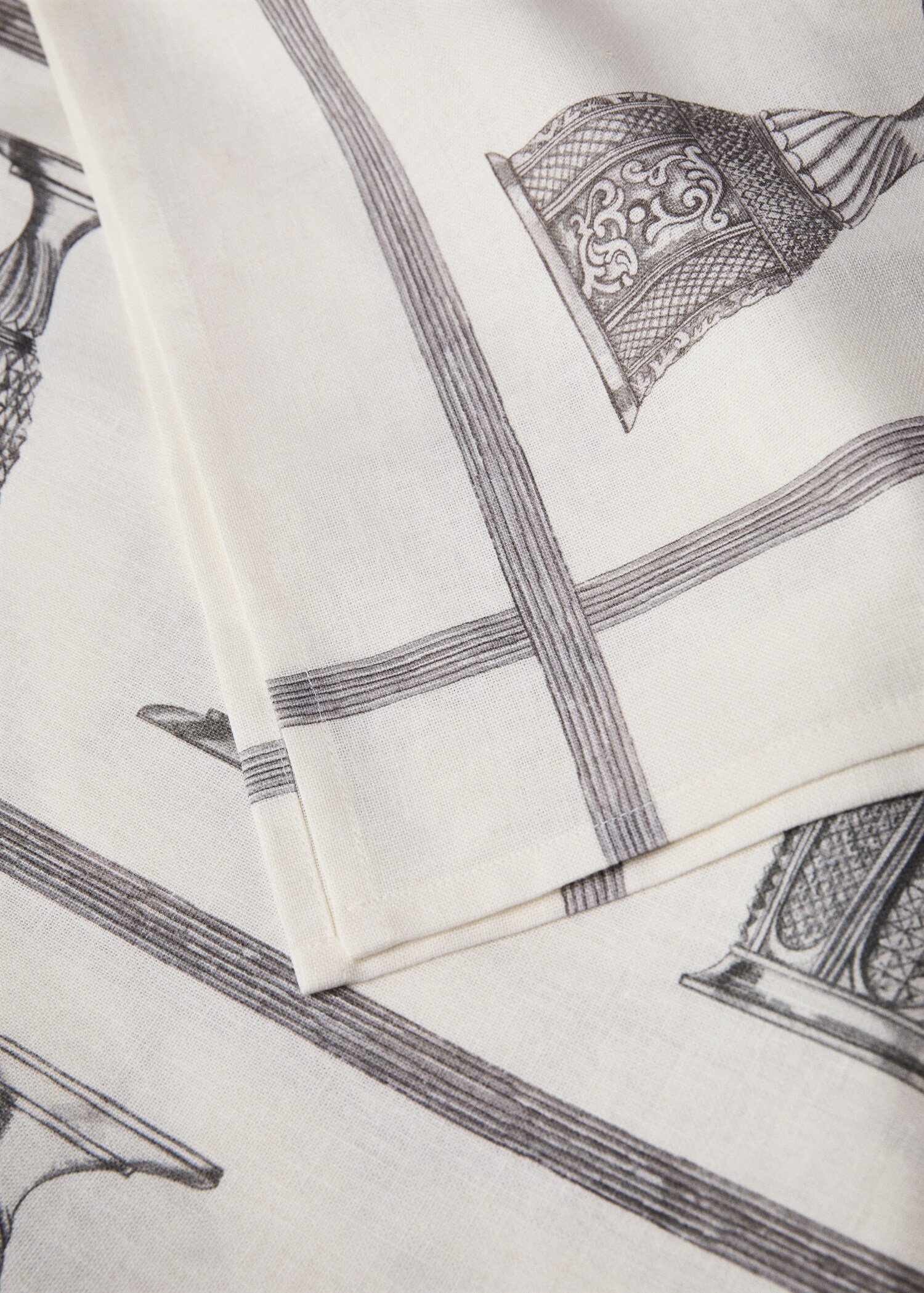 Tischdecke aus Leinen und Baumwolle mit Tassenmuster für 8 bis 10 Personen - Detail des Artikels 2