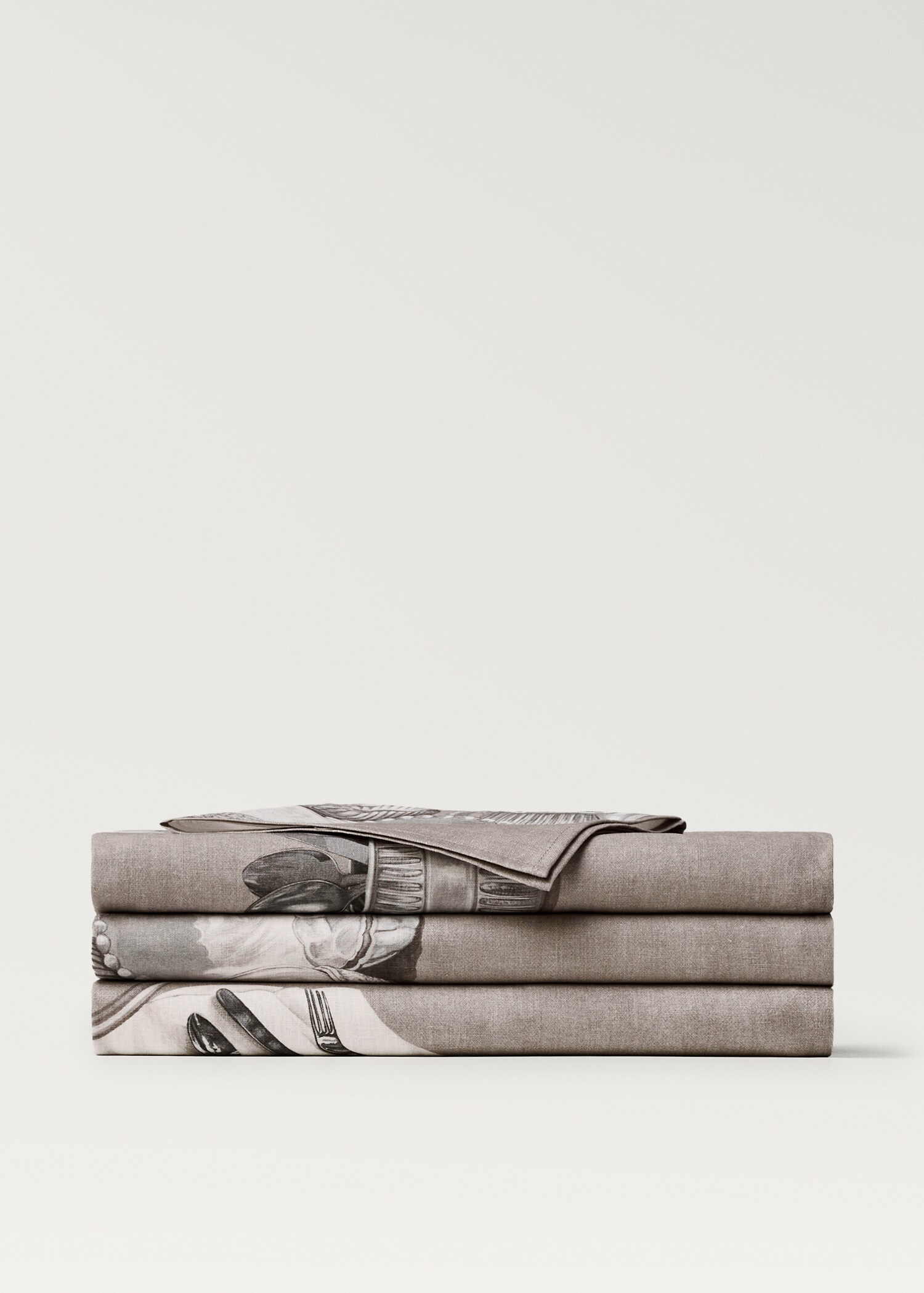 Cotton-linen tableware-print tablecloth for 8 to 10 diners - Article without model