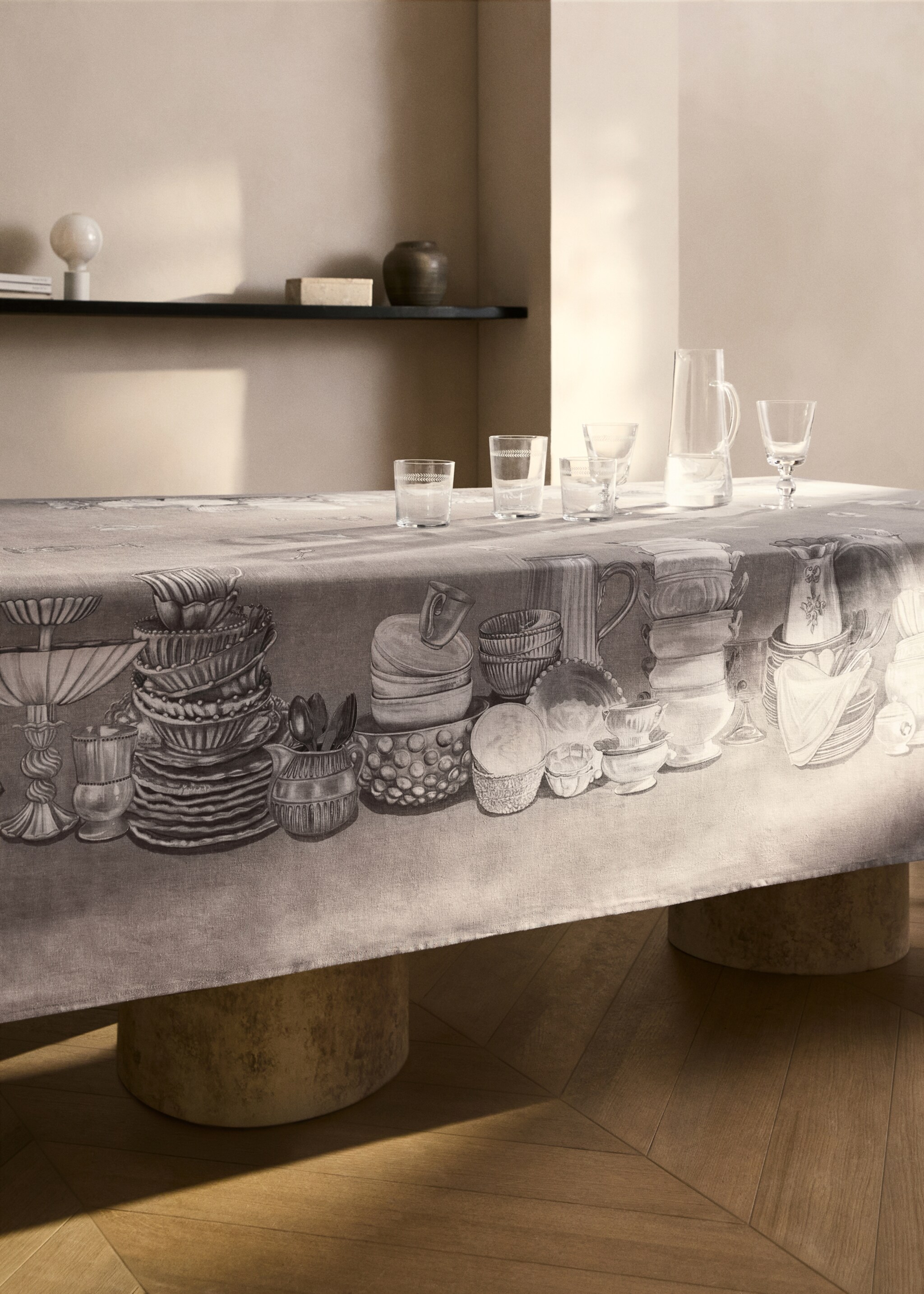 Cotton-linen tableware-print tablecloth for 8 to 10 diners - Details of the article 7