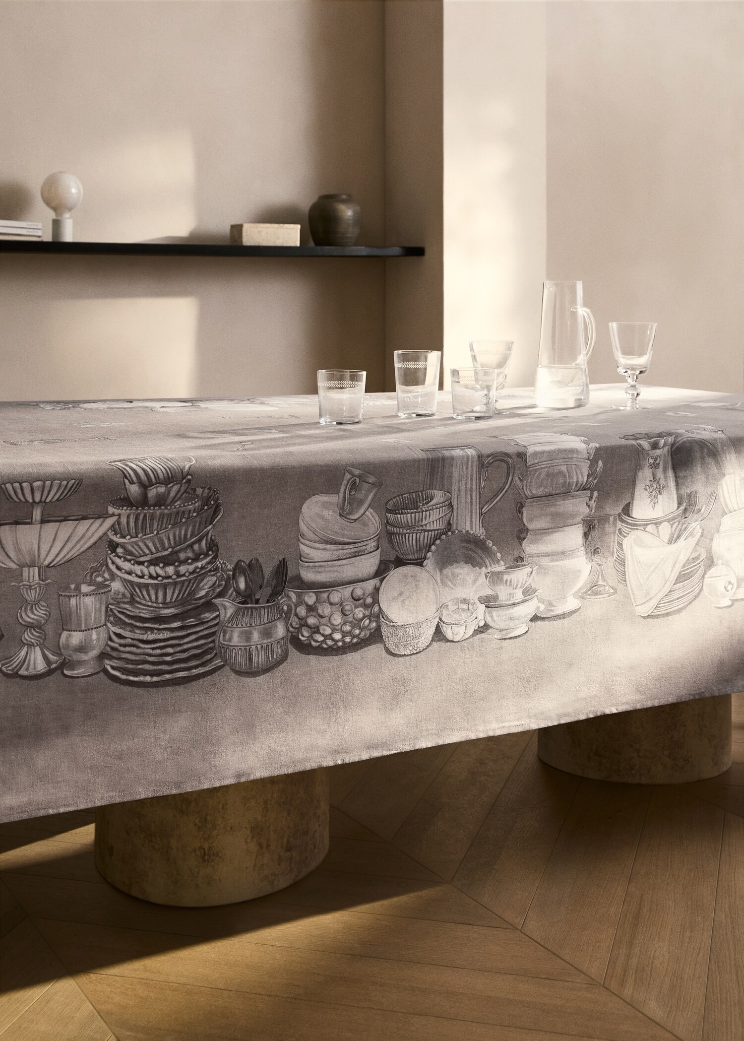 Cotton-linen tableware-print tablecloth for 8 to 10 diners - Details of the article 7