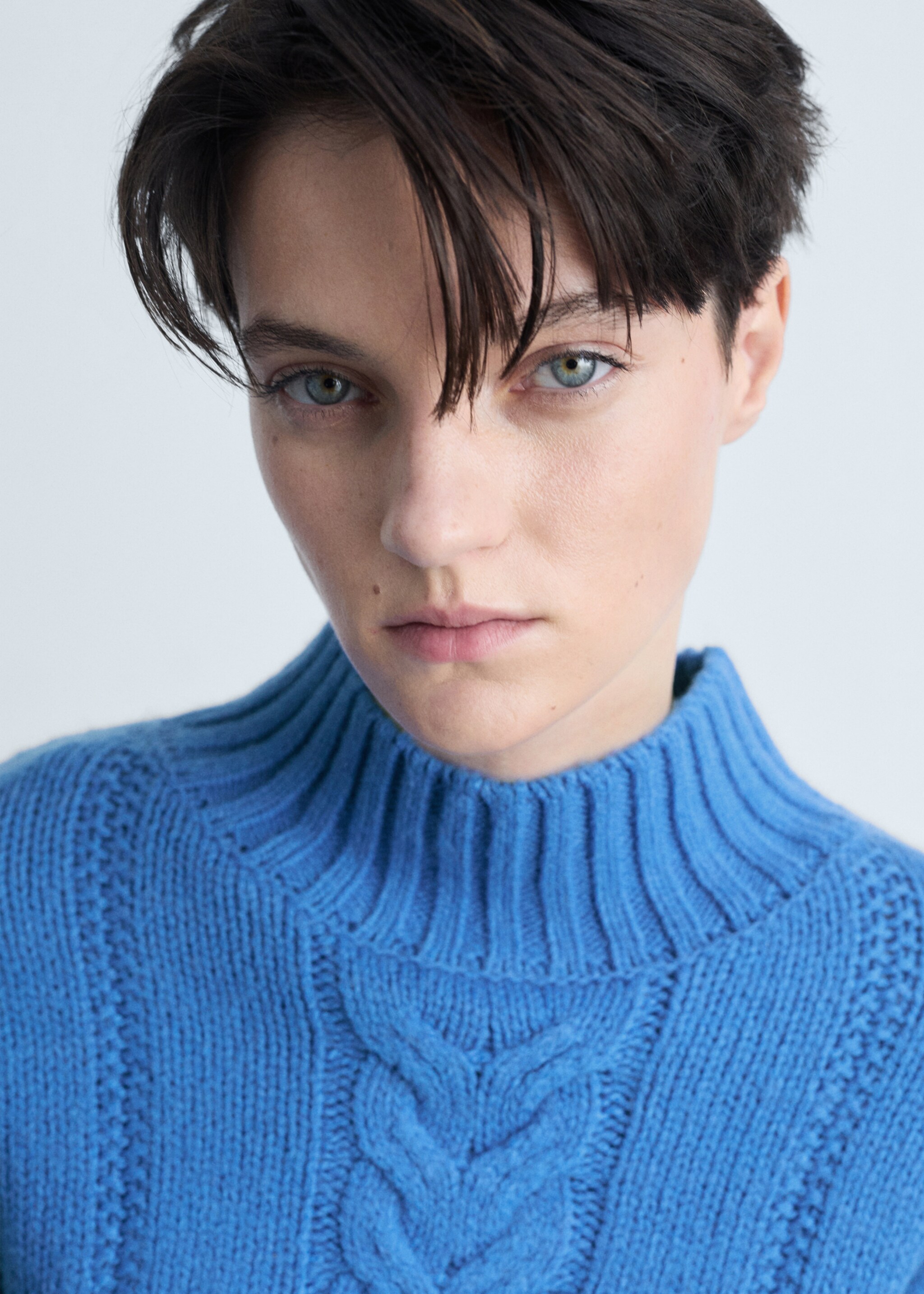 Braided sweater with perkins neck - Details of the article 1