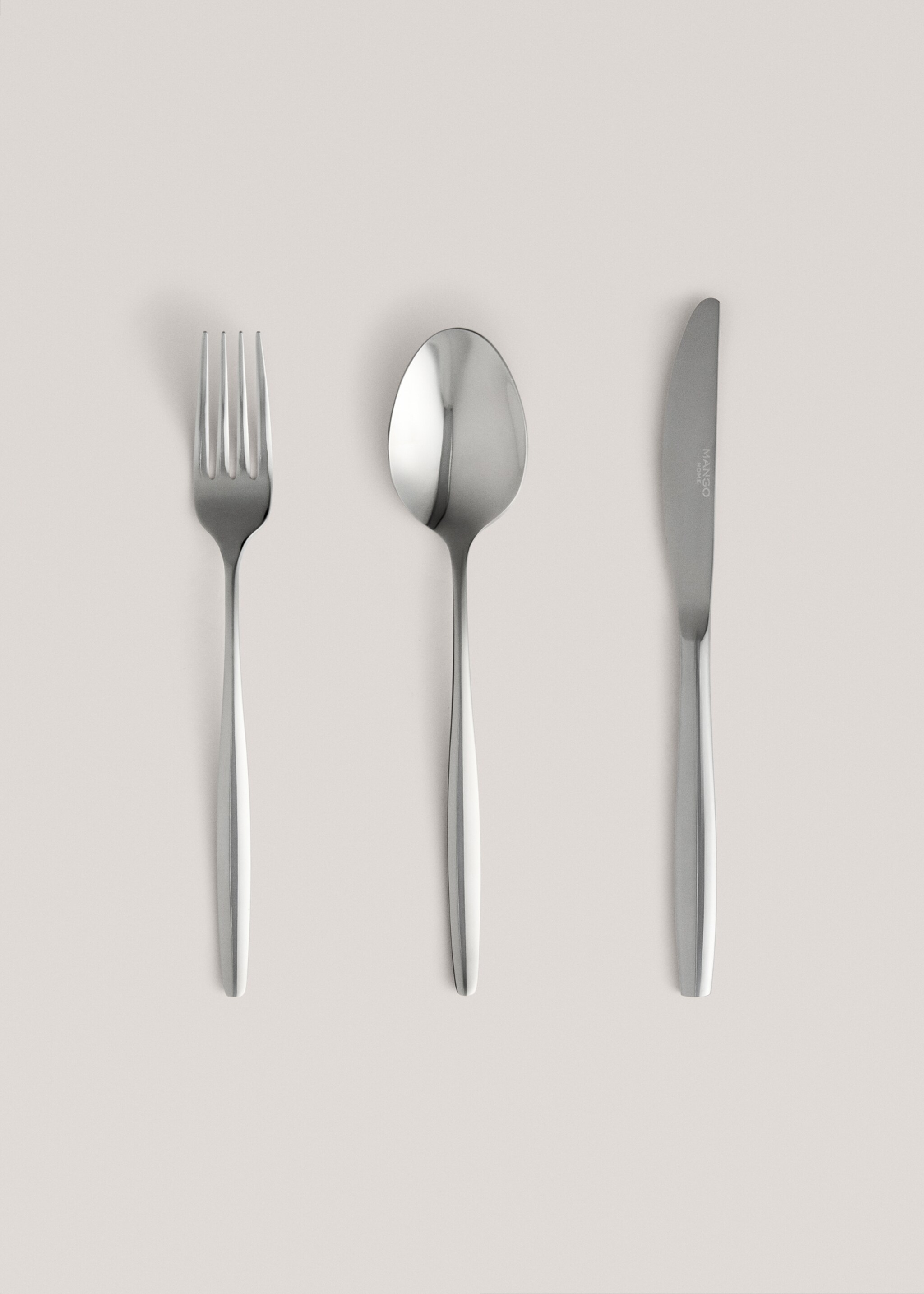 Set of 3 steel cutlery with thin handle - Article without model
