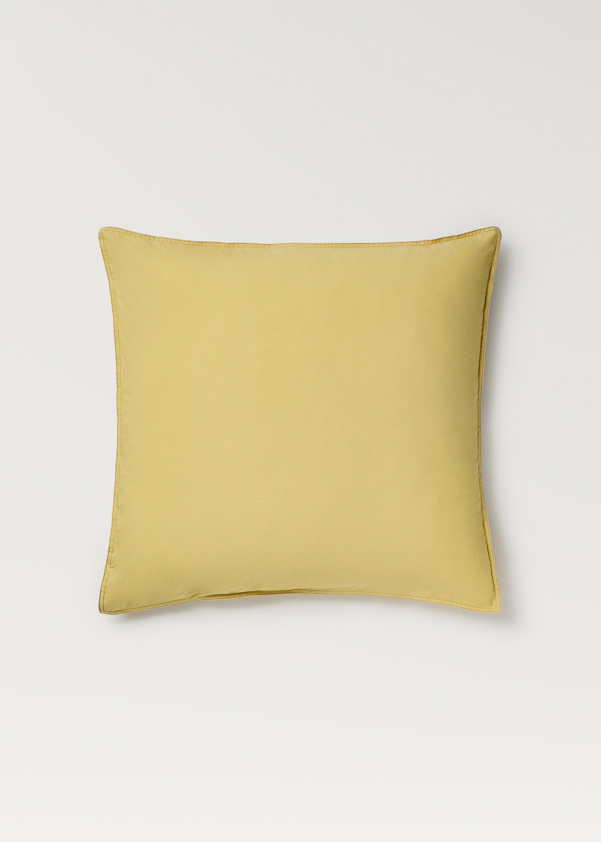 Children's washed cotton double-stitched pillowcase 60x60 cm - Article without model, Mustard. Ref: 87033319-00.