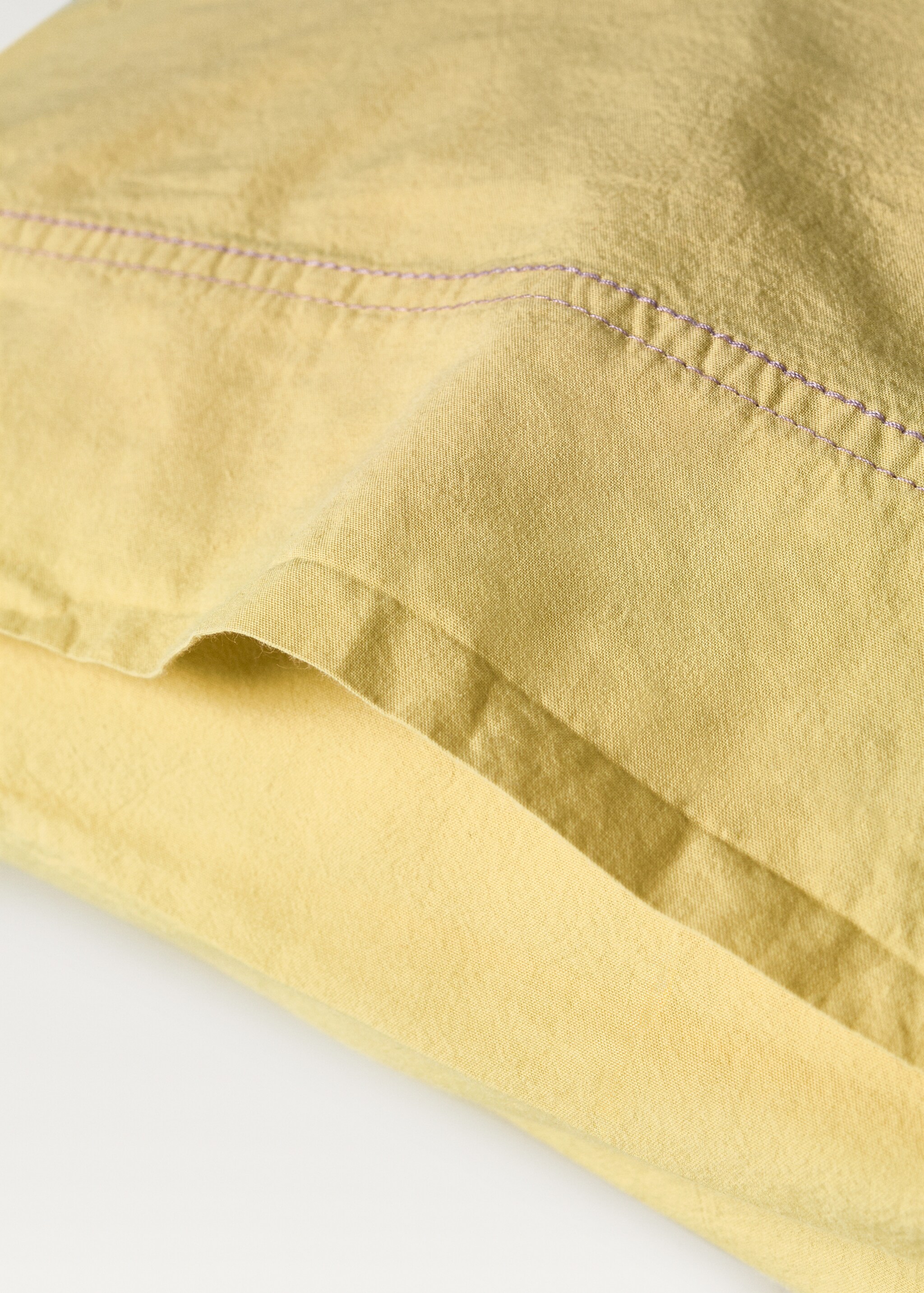 Children's washed cotton double-stitched pillowcase 60x60 cm - Details of the article 2, Mustard. Ref: 87033319-00.