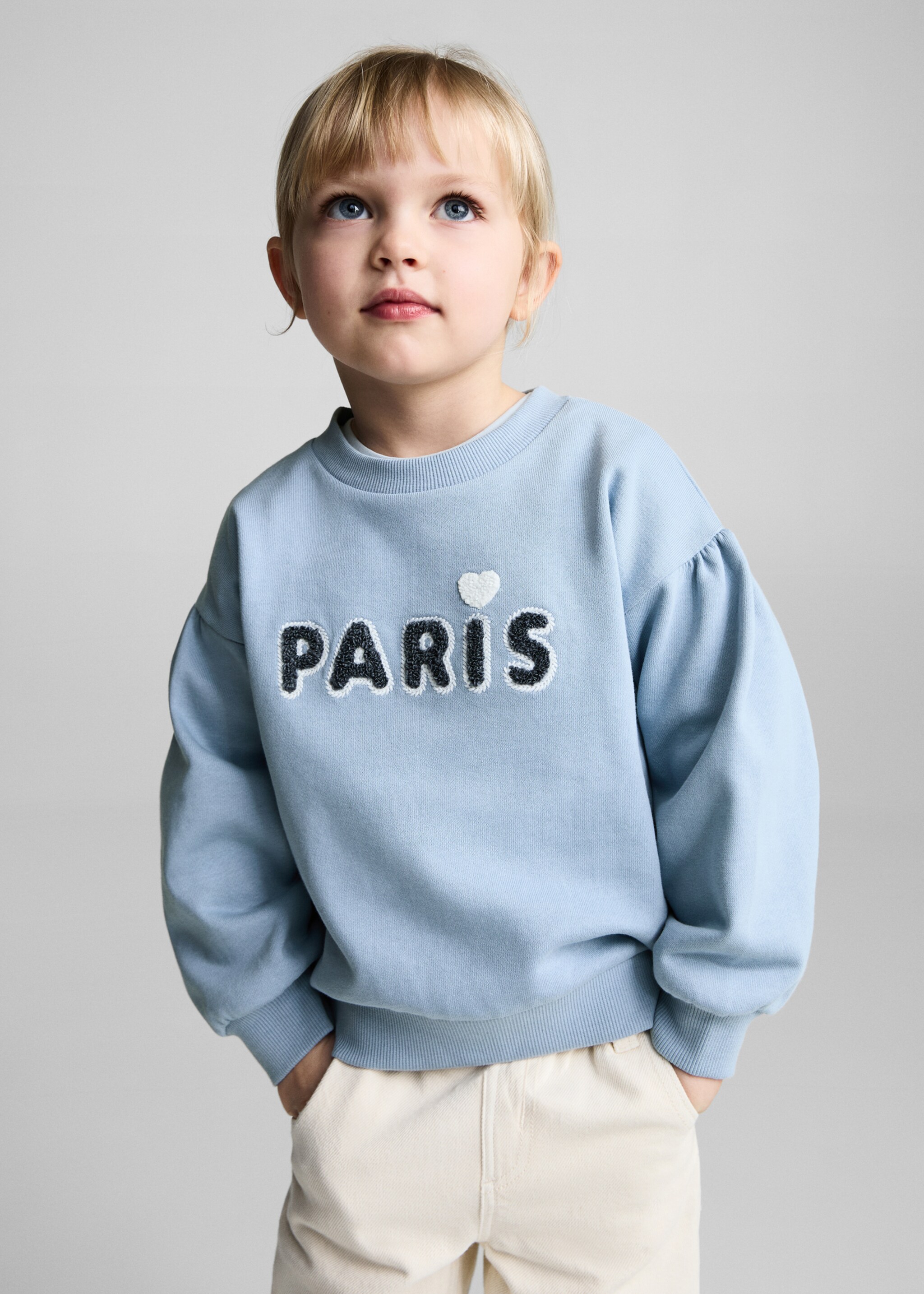Sudadera algodón mensaje relieve - Plano medio