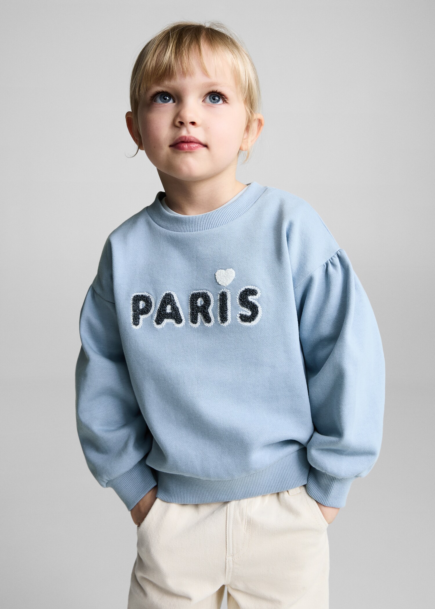 Sudadera algodón mensaje relieve - Plano medio