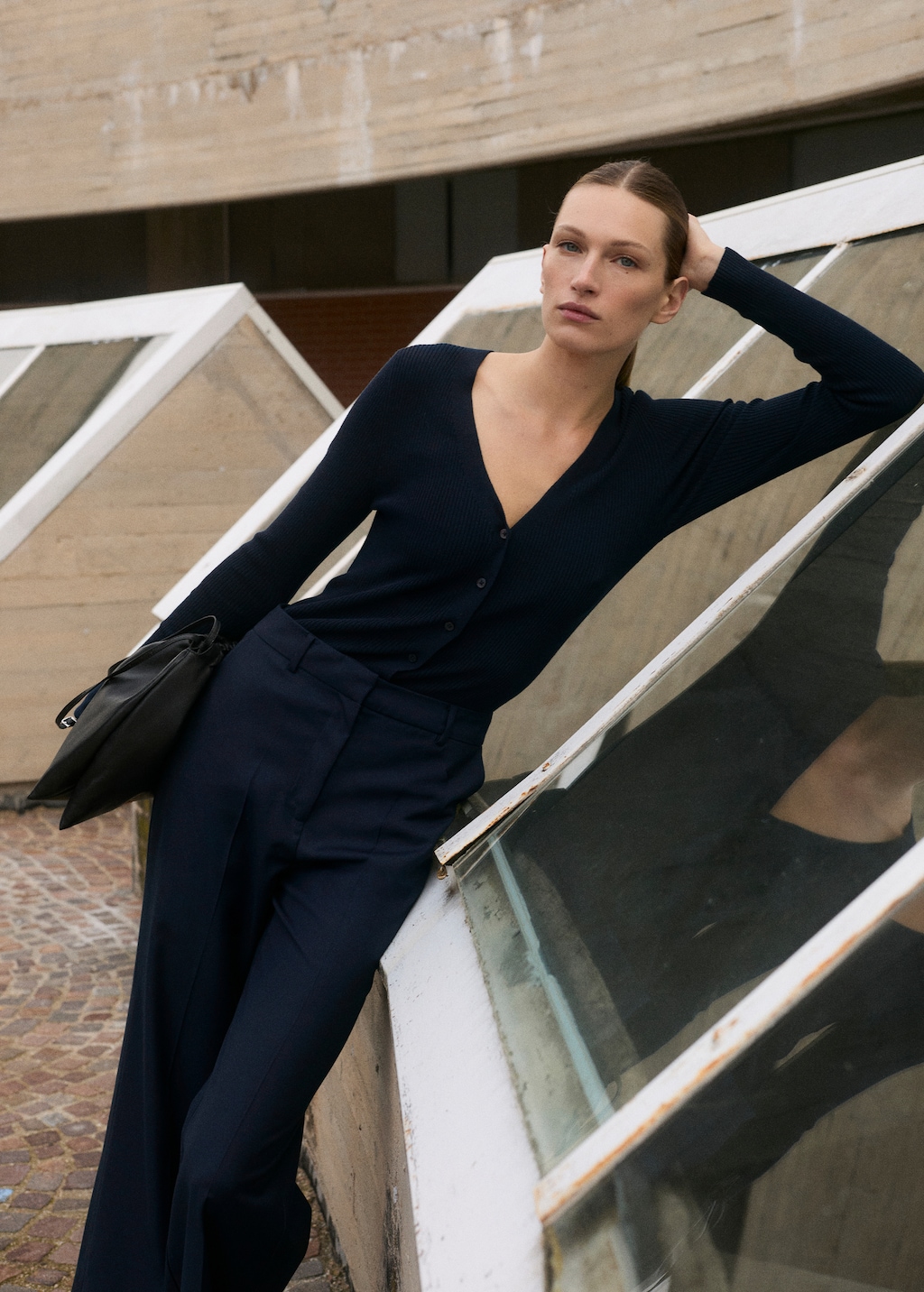 Mango Contrast-bodice long jumpsuit