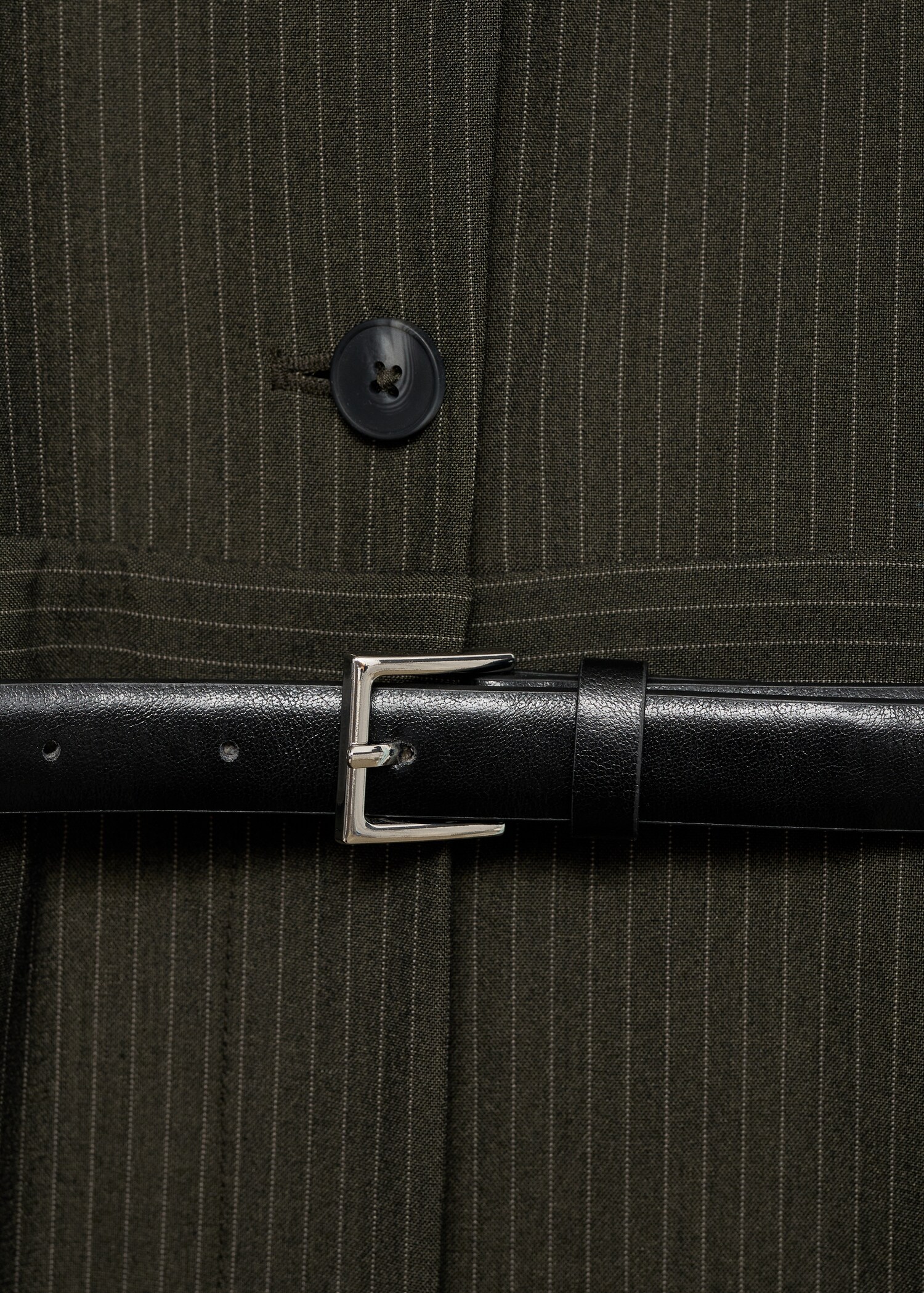 Pinstripe jumpsuit with belt - Details of the article 0