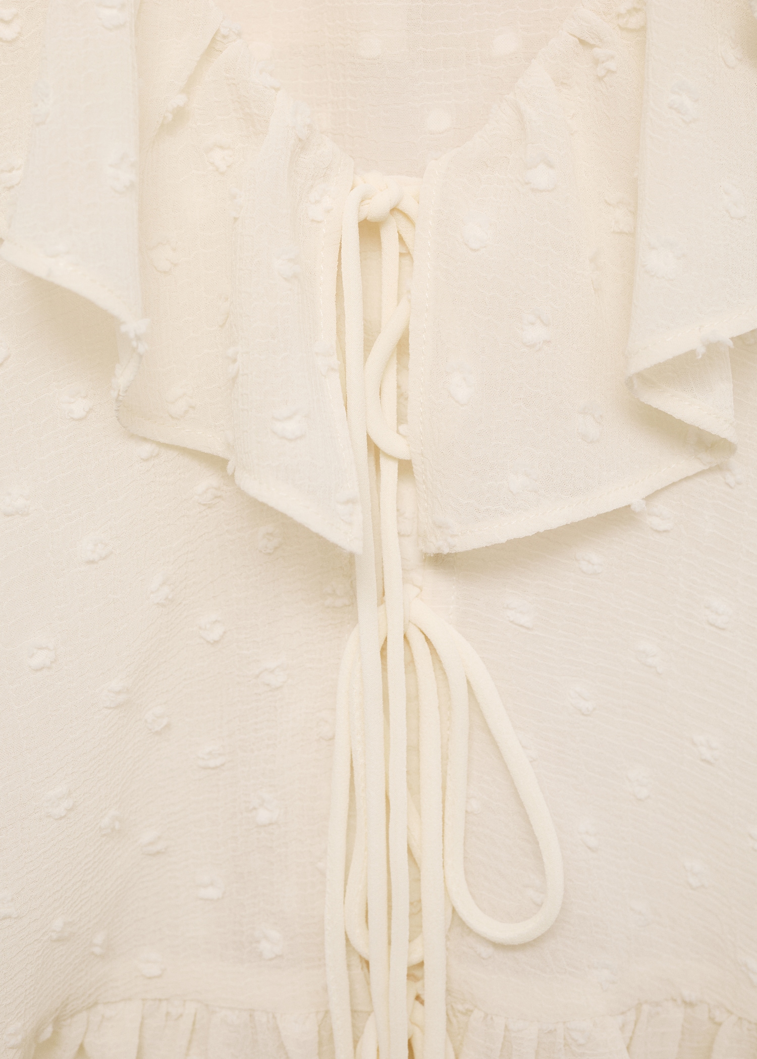 Ruffle blouse with tie closure - Women | MANGO USA