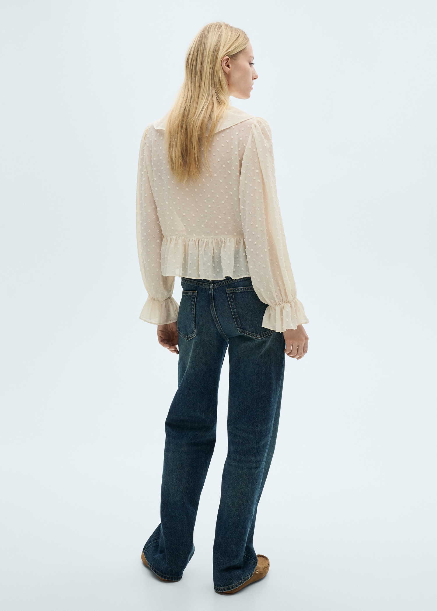 Ruffle blouse with tie closure - Women | MANGO USA