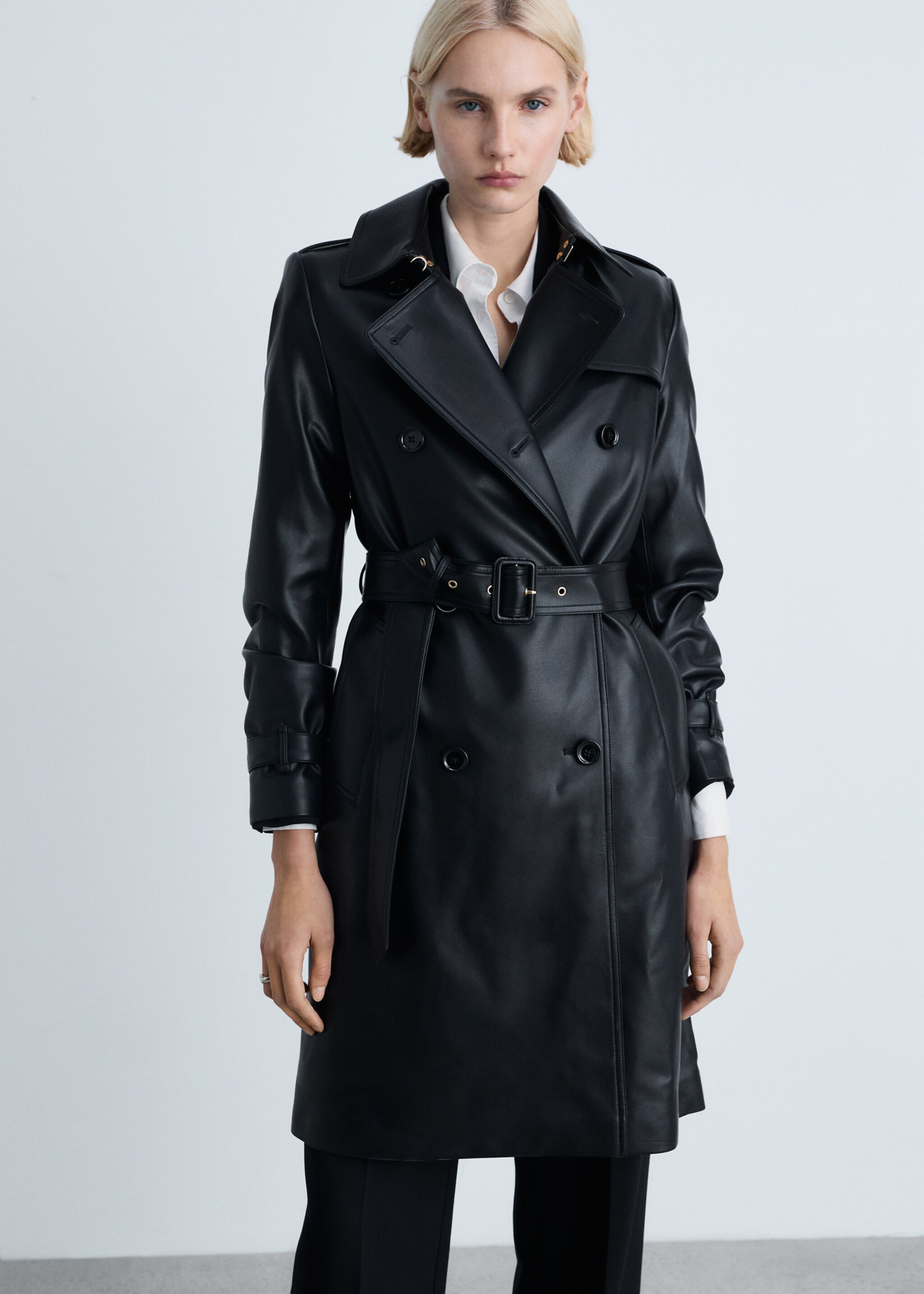 Leather-effect trench coat - Medium plane
