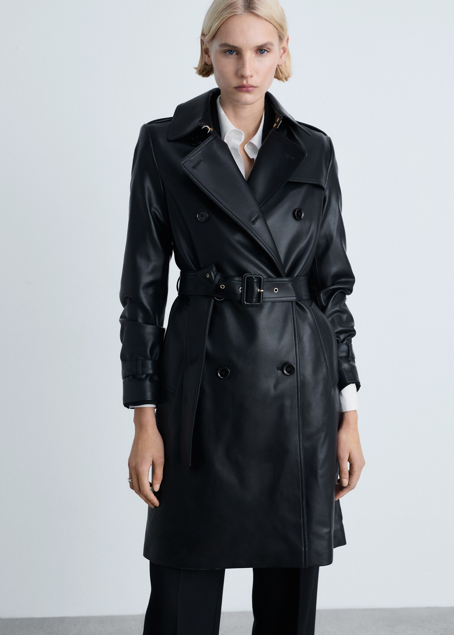 Leather-effect trench coat - Medium plane