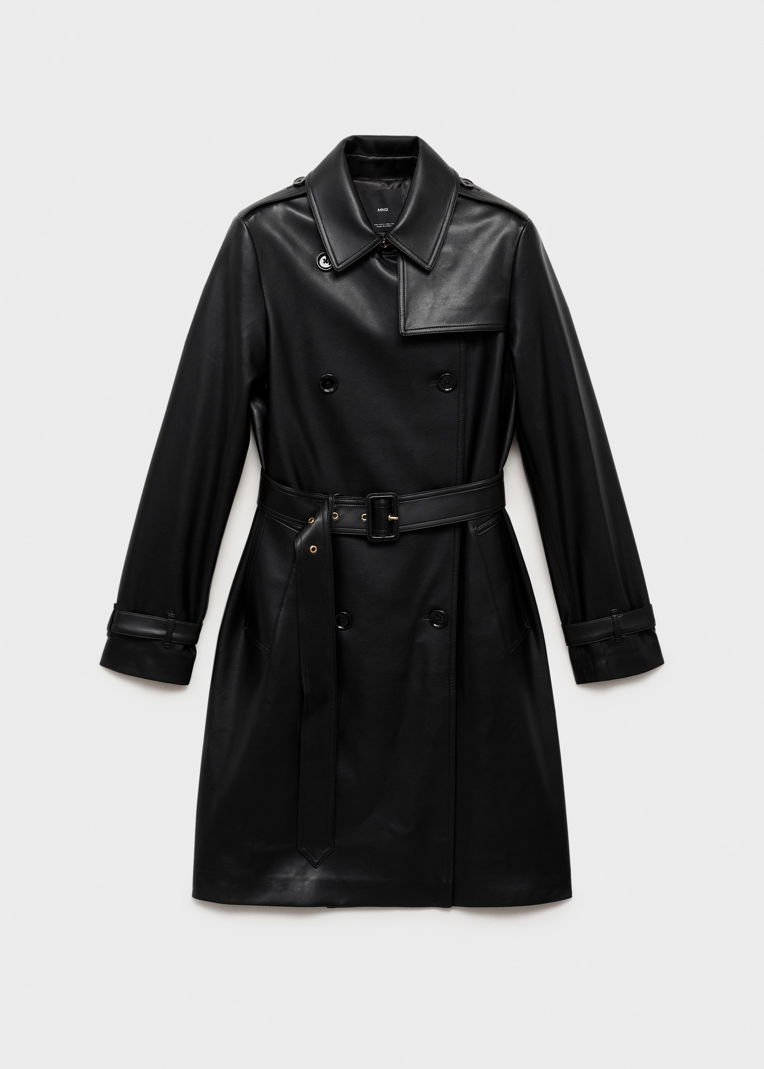 Faux Leather Zara Trenchcoat SHORT FAUX LEATHER TRENCH COAT Black