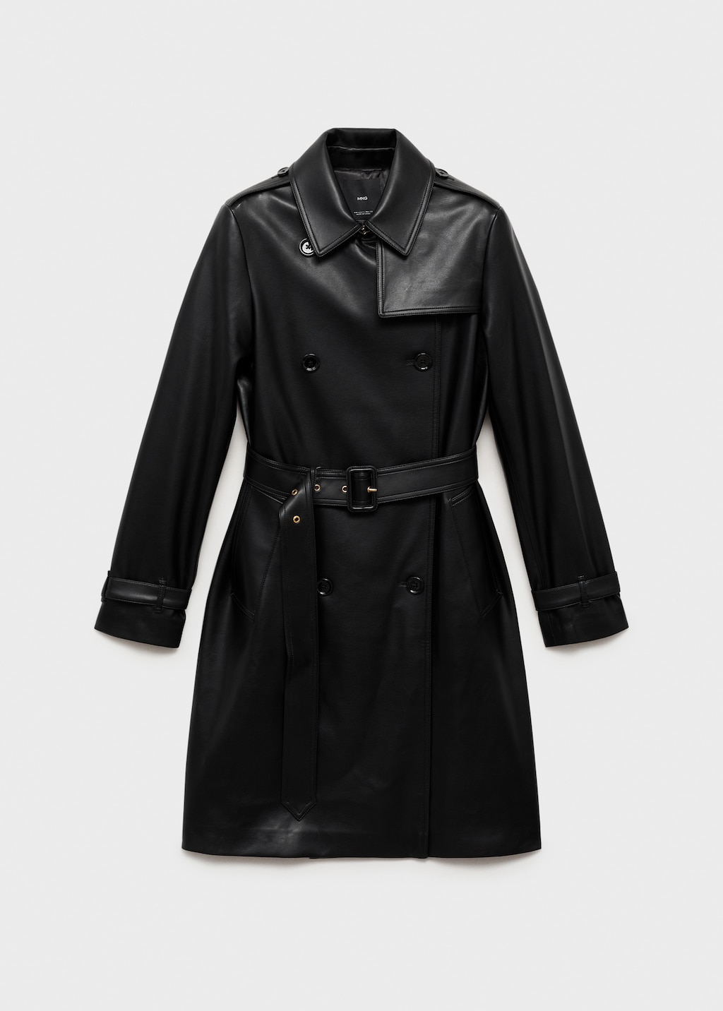 Faux-leather trench coat