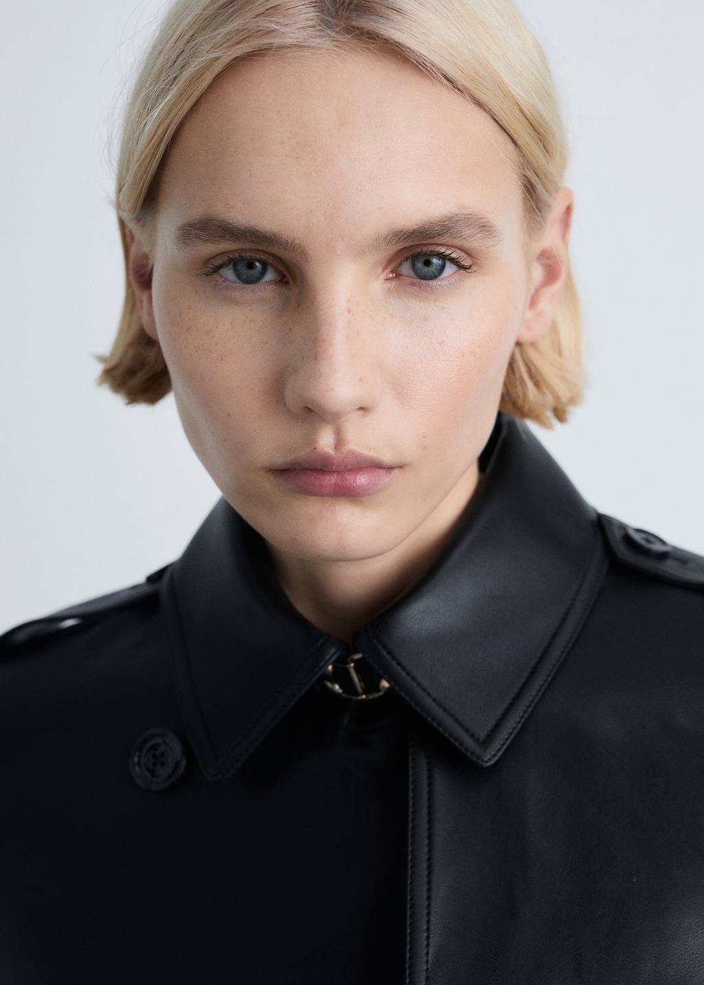 Faux-leather trench coat